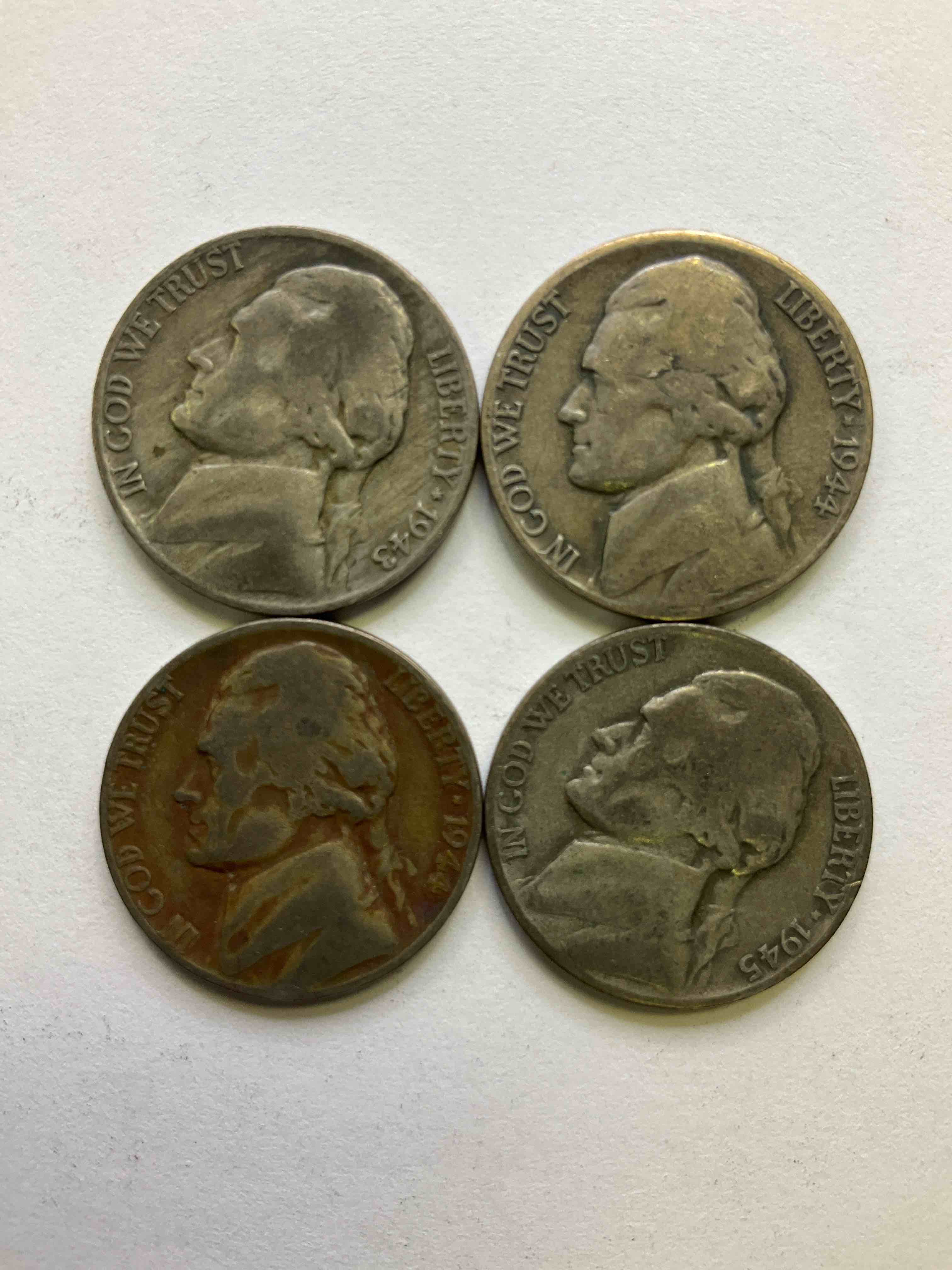 World War II Silver! Did You Know That Nickels Were Actually Made Of Silver During World War I In 1942, 1943 & 1944? This Is Because America Needed Nickel To Make Ammunition, So The U.S. Treasury Made Nickels Out Of Partial Silver Instead Of Nickel For These Three Years Only! Own Great Pieces Of Rare World War II Silver. All Silver Nickels Dated... The Height Of The War! Each Nickel Was Minted At 35% Silver, 56% Copper & 9% Manganese. Own Rare Pieces Of Valuable World War II Precious Metal History! Hard To Find!