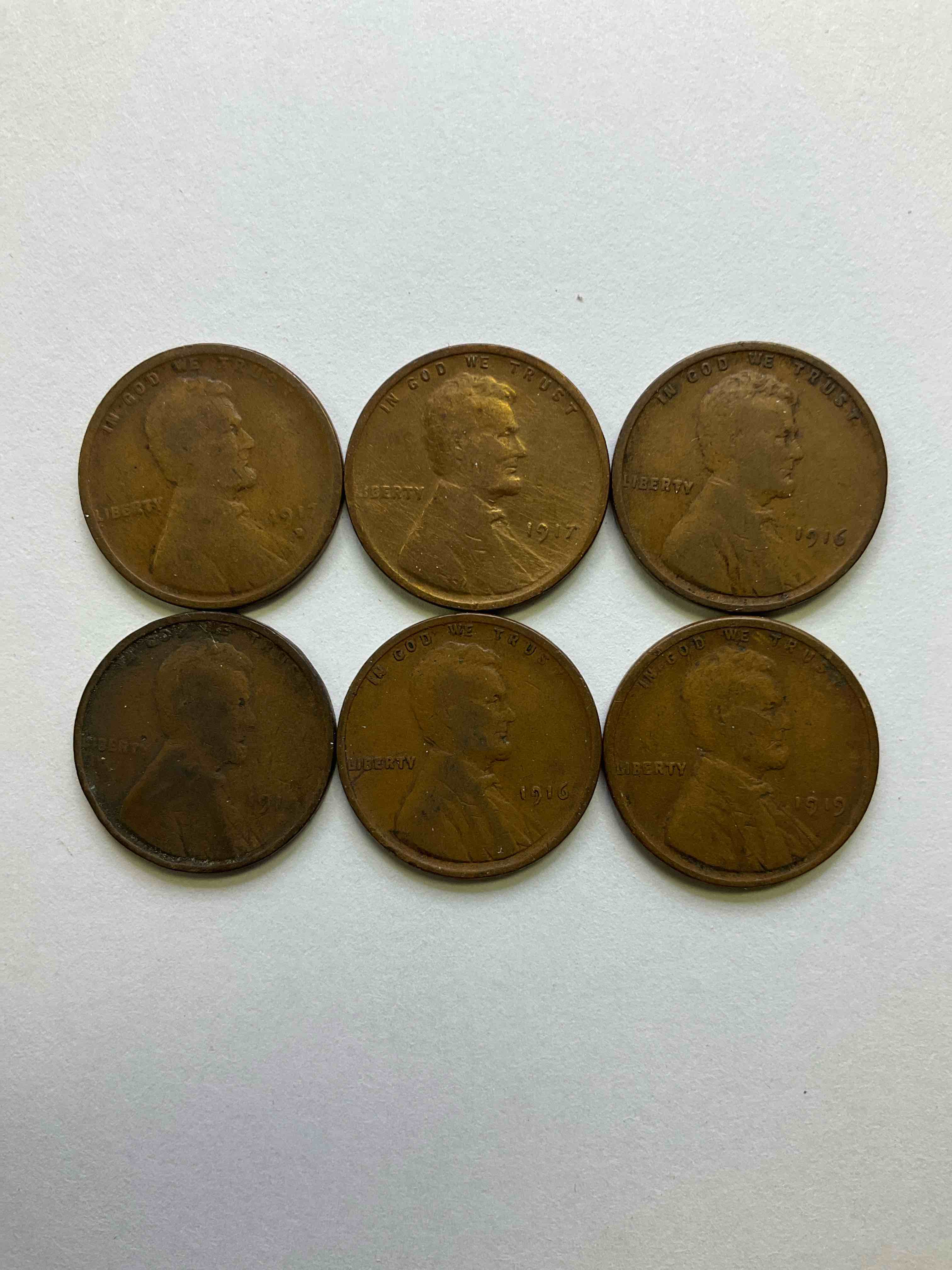 World War One Era Coin Collection! Check Out This Amazing WWi Coin Collection Of Six U.S. Penny Coins With All Coins Spanning The WW1 Era Years Of 1914-1919!Many Dates Very Hard To Find With Low Mintage! Very Hard To Collect! WWl Buffs Rejoice!