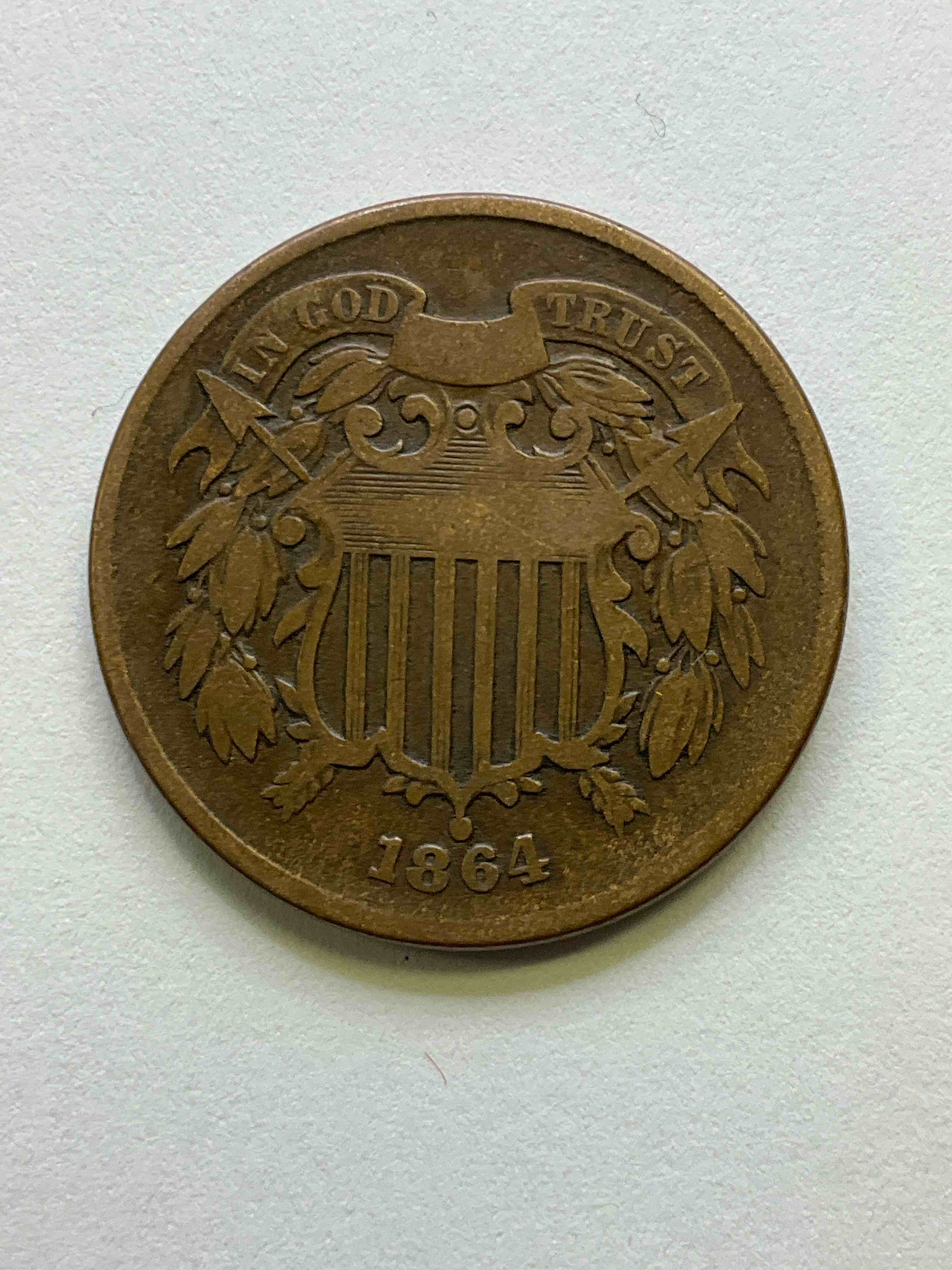 1864 Civil War Treasure! Rare, Authentic 1864 Shield Two Cent Piece From The Height Of The Civil War! A Serious Collector Item That Is Incredibly Hard To Find In This Good Condition! Own An Amazing Piece Of History & Great Investment!