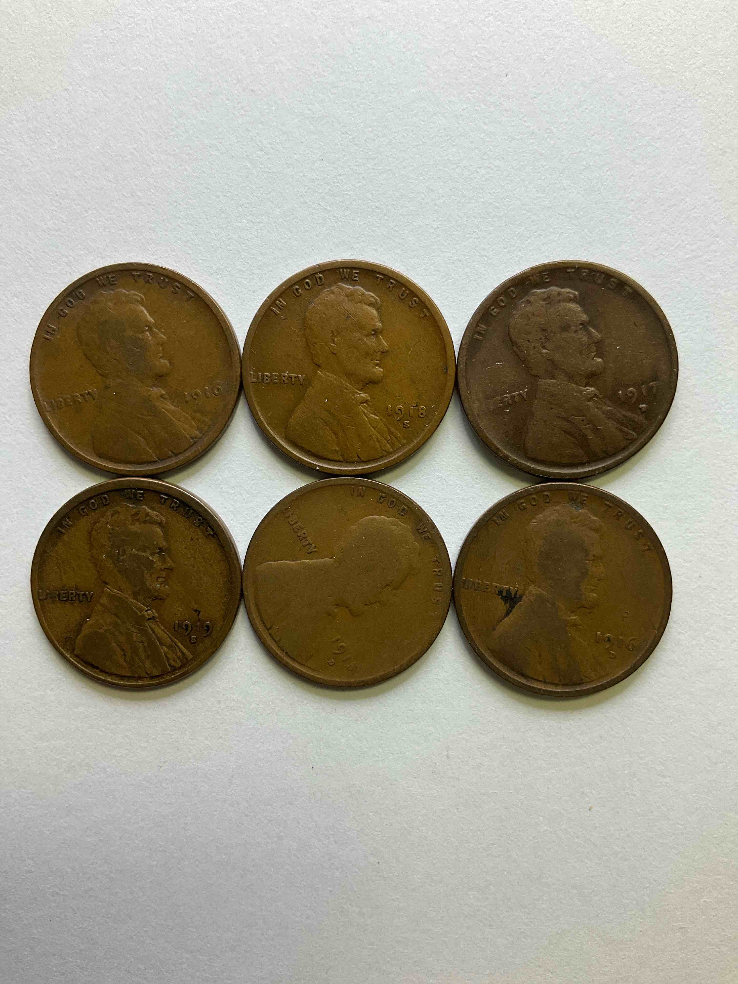 world war one era coin collection! check out this amazing wwi coin collection of six u.s. penny coins with all coins spanning the ww1 era years of 1914-1919!many dates very hard to find with low mintage! very hard to collect! wwl buffs rejoice!