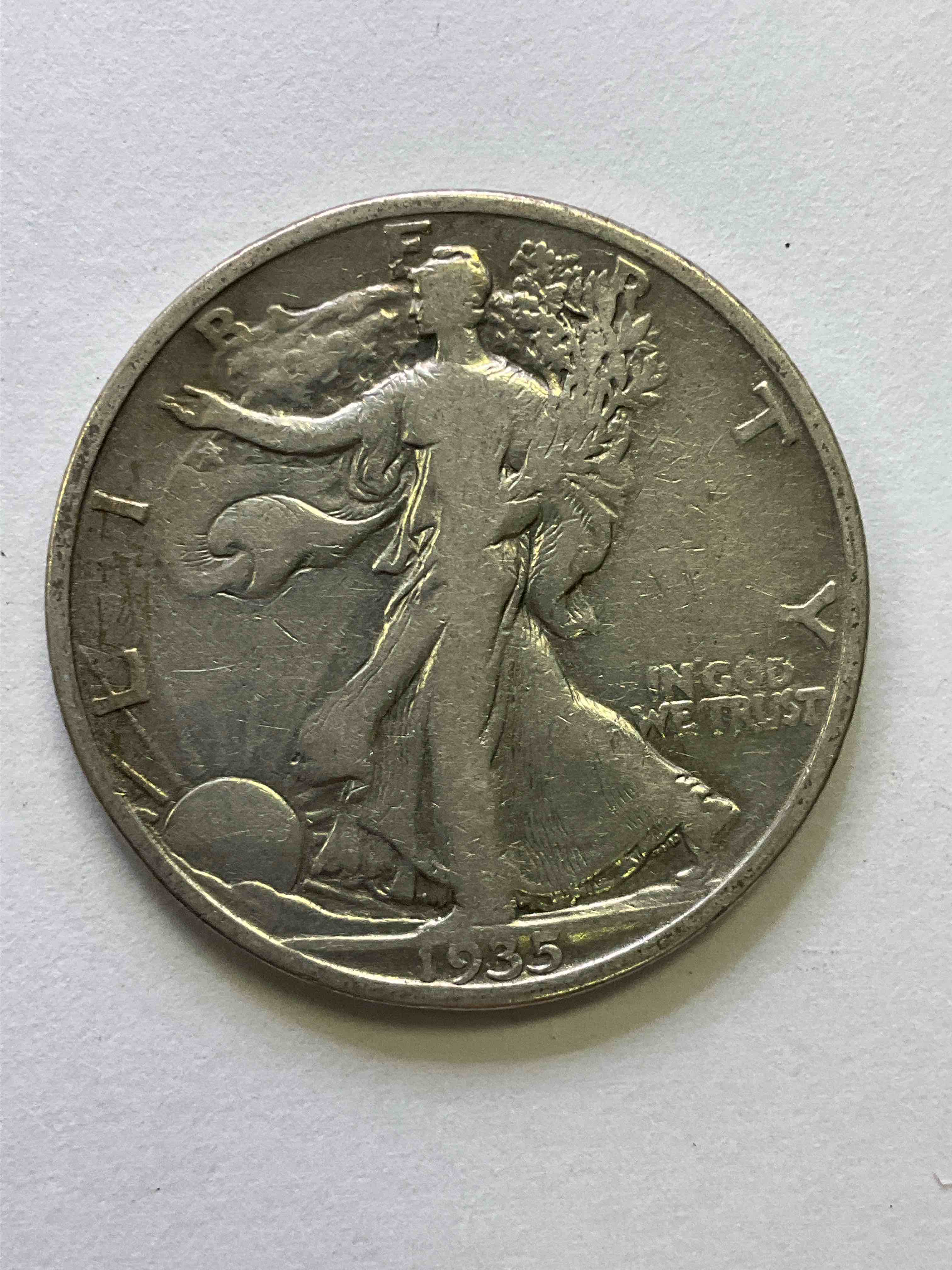 Antique U.S. Silver! Liberty Walking Silver Fine U.S. Silver Half Dollar! This Striking Half Dollars Were Minted From 1916-1947 & Have Become Some Of The Most Collectible Coins In History! Here Is A Striking Circulated Example From 1935! Liberty Walking Coins Are 90% Fine U.S. Silver, A Great Investment In Precious Metal!
