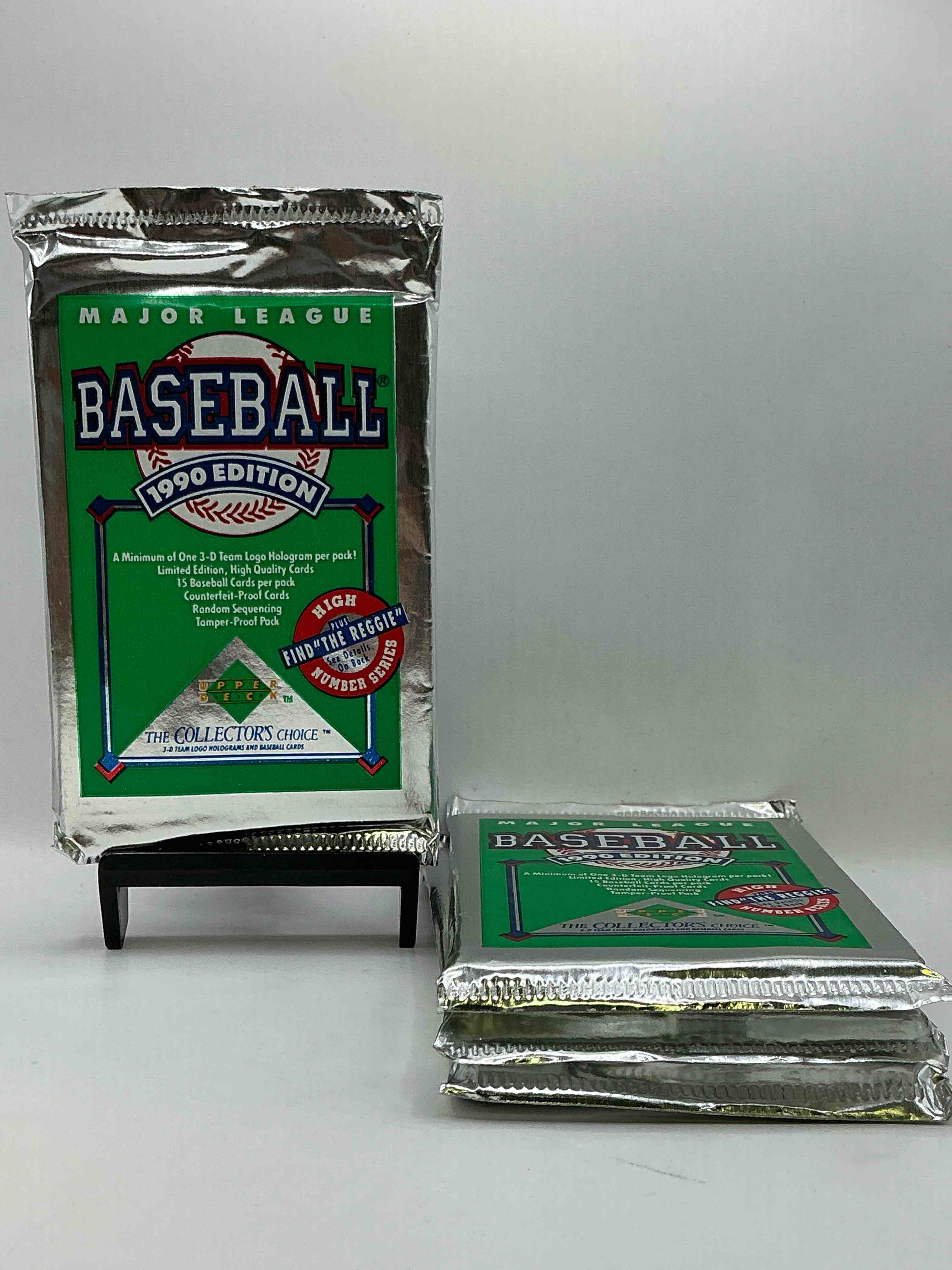 1990 Upper Deck Baseball Unopened Sports Trading Card Packs! Direct From Original Box! Look For Possible Collector's 3D Team Logo Card! As Well As Early Ken Griffey Jr. Cards!