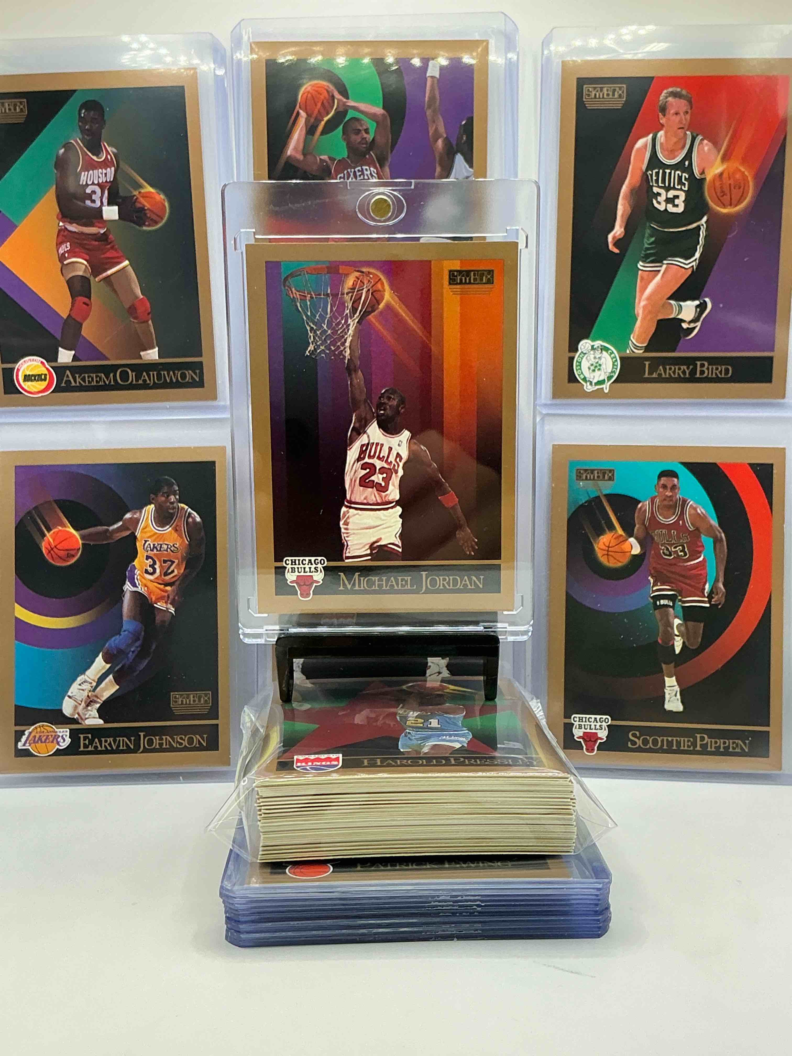 Michael Jordan! 1990 Skybox 50 Card Basketball! The BEST Cards From The Year!Michael Jordan, Magic Johnson, Larry Bird, Scottie Pippen, David Robinson Rookie, Charles Barkley, Akeem Olajuwon, Karl Malone, Clyde Drexler & More! All Stars, Hall Of Famers, Champions & More, The Perfect Mix Of Miscellaneous '90 NBA Variety!