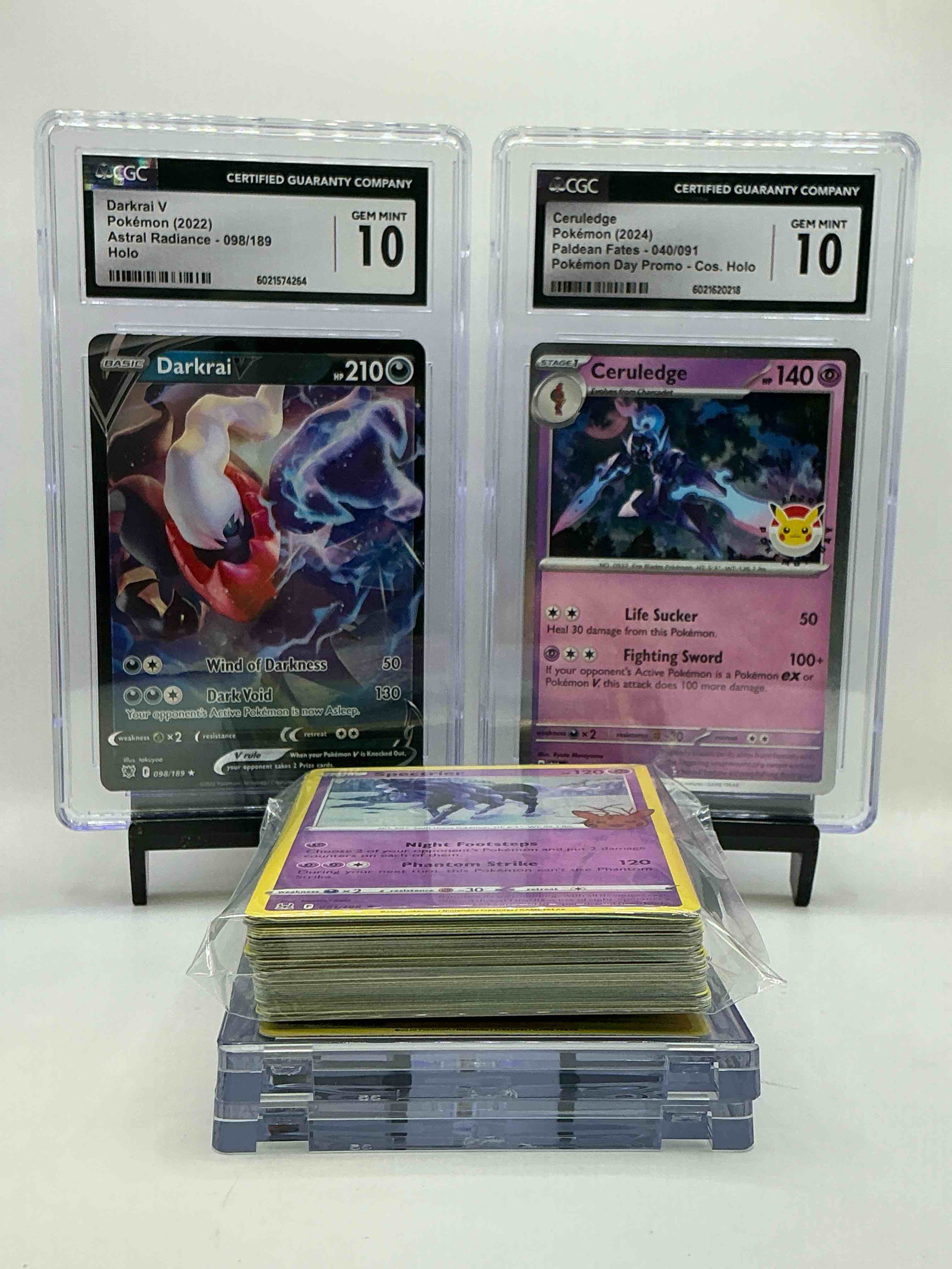 Two Gem Mint 10 Pokémon’s! Pikachu, Ceruledge, Eevee, Darkrai & More! 50 Card Lot Craziness! Holos, Commons & More! Two Gem Mint 10 Pokémon’s! 