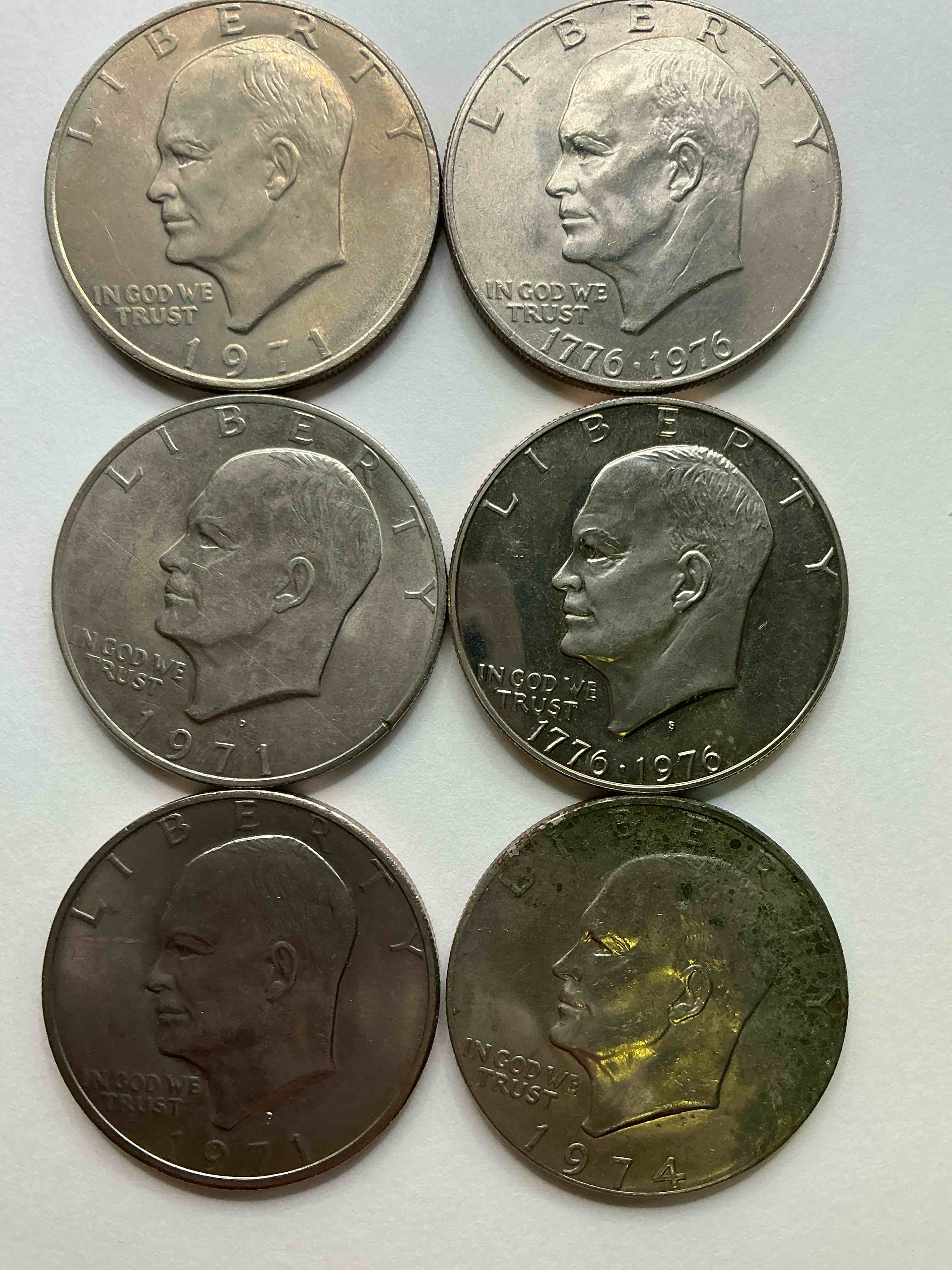 Brilliant Eisenhower Dollar Coins! These Striking, Large U.S. Coins Were Minted From 1971-1978. Here Are Gorgeous Examples Of “Ike" Dollars From 1976 & More! These Coins Have Become Immensely Popular With Collectors & Some Have Great Toning!