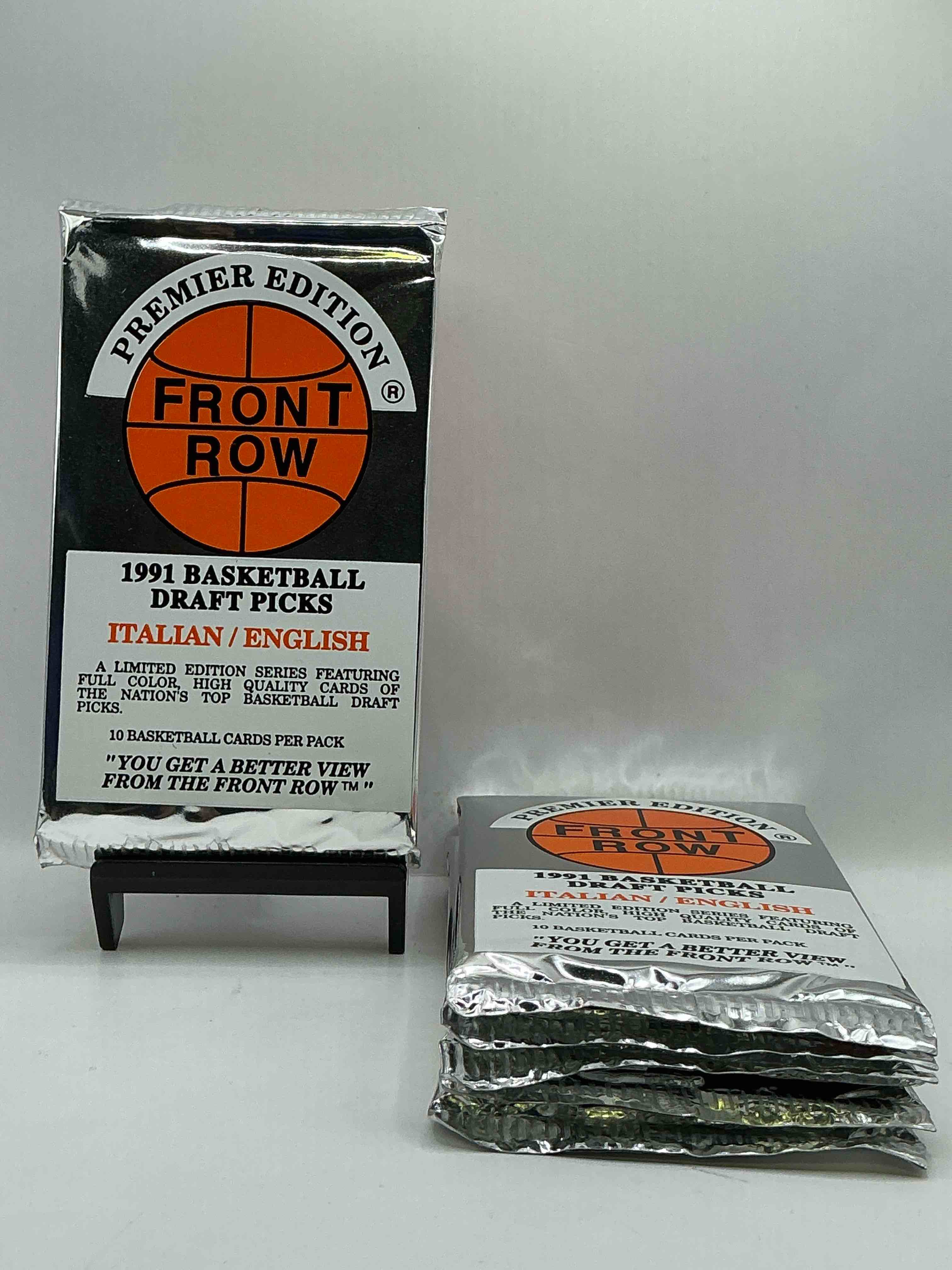 1991 Rarity! Here's Something You've Probably NEVER Seen! 1991 Front Row College Basketball / NBA Unopened Sealed Packs, Direct From Sealed Original Retail Case! Includes Randomly Inserted Rare Autograph Cards! Front Row Was The "Original" College Jersey Card Packs Back In The Day & Has Long Been Defunct. These Cards Are Becoming Serious Collector Items Due To Their Scarcity. These Things Are Serious Retro! Own Some Great Sports Card History & Something You'l Rarely See Again!