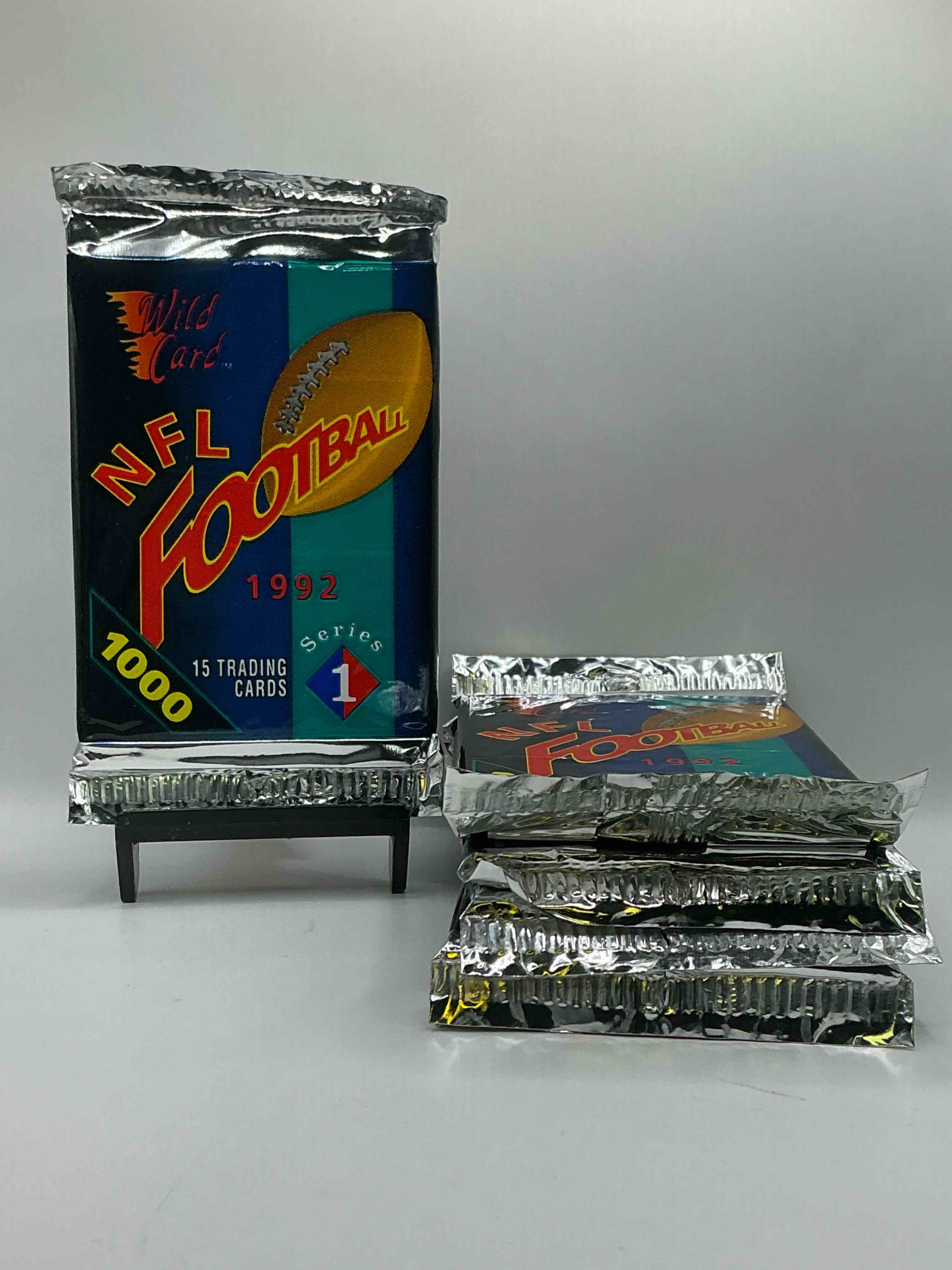 wildcard nfl football unopened packs! 1992 wildcard football series one 15 cards in each pack! wow! perfect for any football fan!