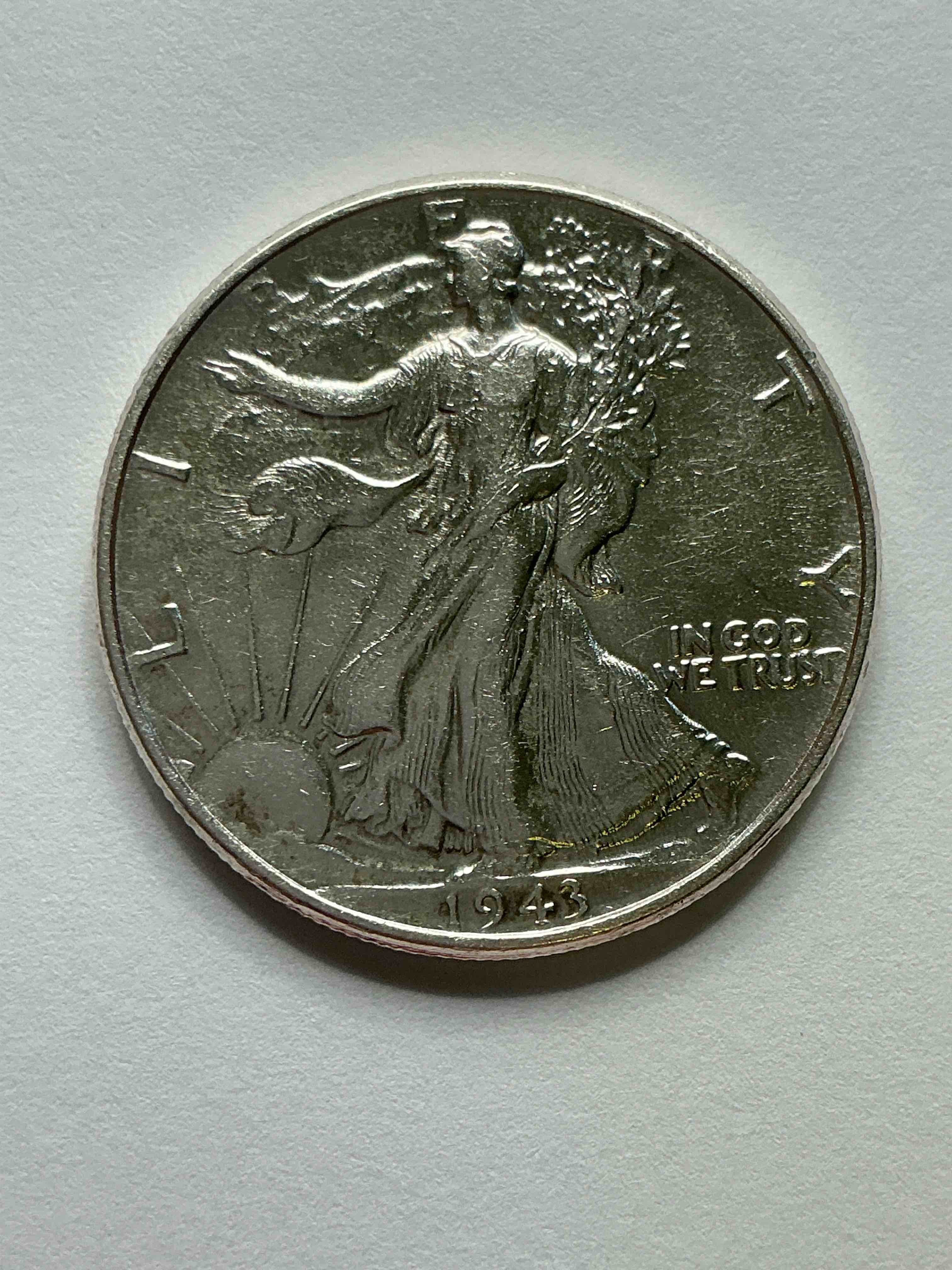 World War II Era Silver! Antique U.S. Silver! Liberty Walking Silver Half Dollars! These Striking Half Dollars Were Minted From 1916-1947 & Have Become Some Of The Most Collectible Coins In History! Here Is A Striking Circulated Example, From 1943, Liberty Walking Coins Are 90% Fine U.S. Silver, A Great Investment In Precious Metal!