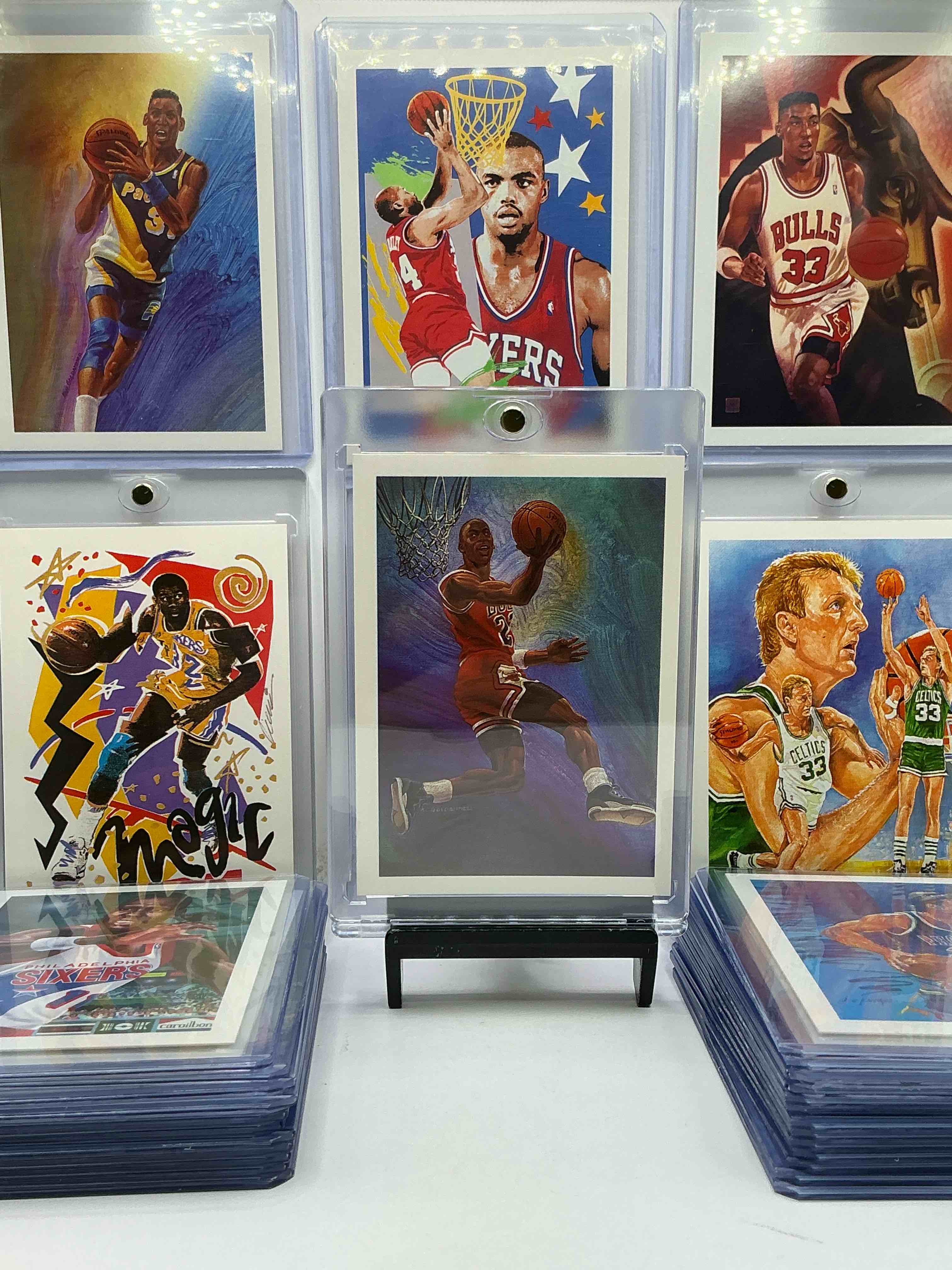 Insane Illustration Rarity! Michael Jordan, Magic Johnson, Larry Bird, Scottie Pippen & More! Insane 1990-1992 NBA Hoops Legends Illustration Cards, Each Uniquely Illustrated & Rare In Its Own Way! WOW!