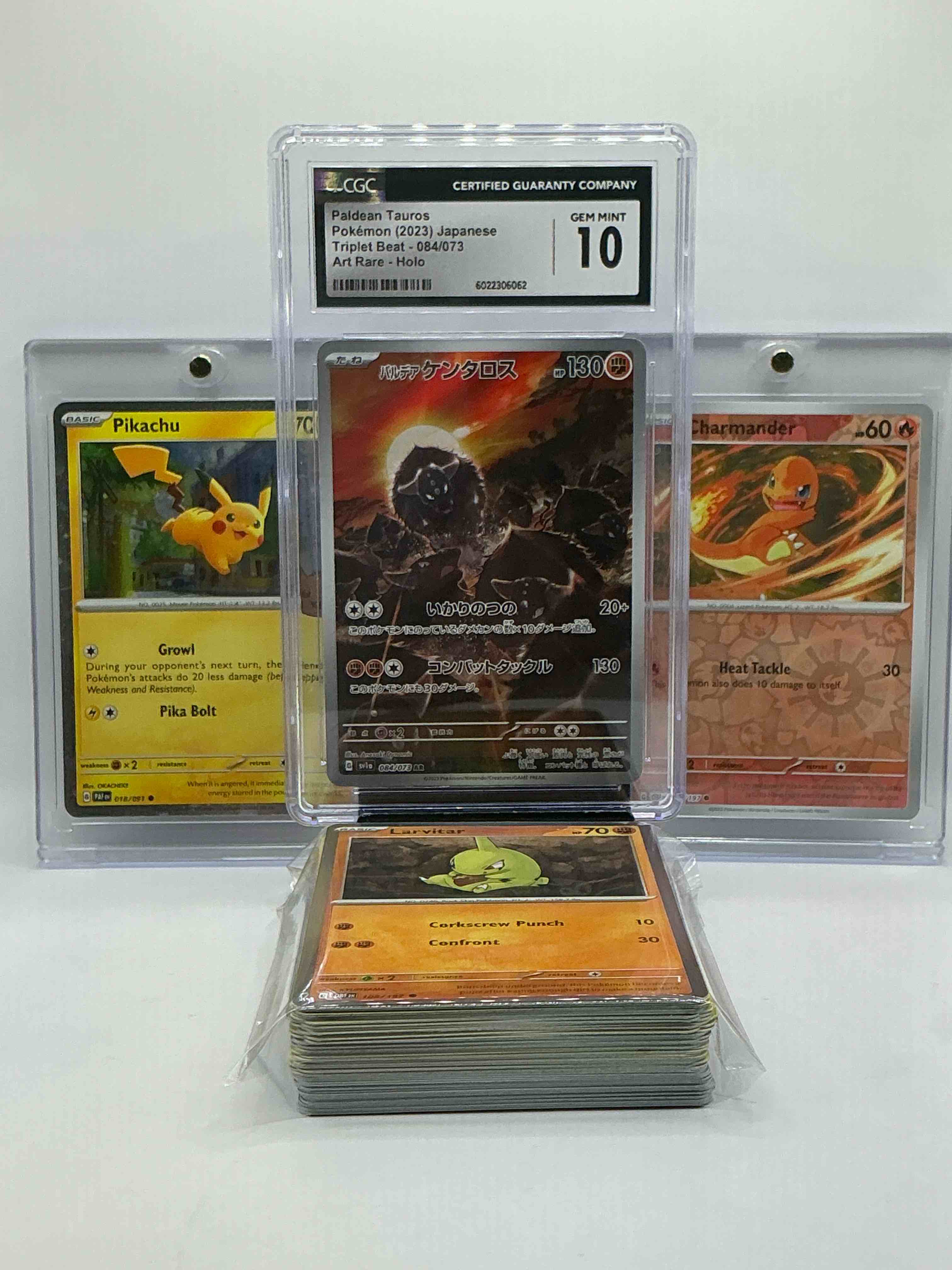 Paldean Tauros Gem Mint 10 Holo Card, Pikachu & Charmander Holo & More! Perfect Time To Get Into The Hobby…. 50 Card Pokémon Lot, Commons, Holo, Legends & More! Insane Pokémon Craziness!