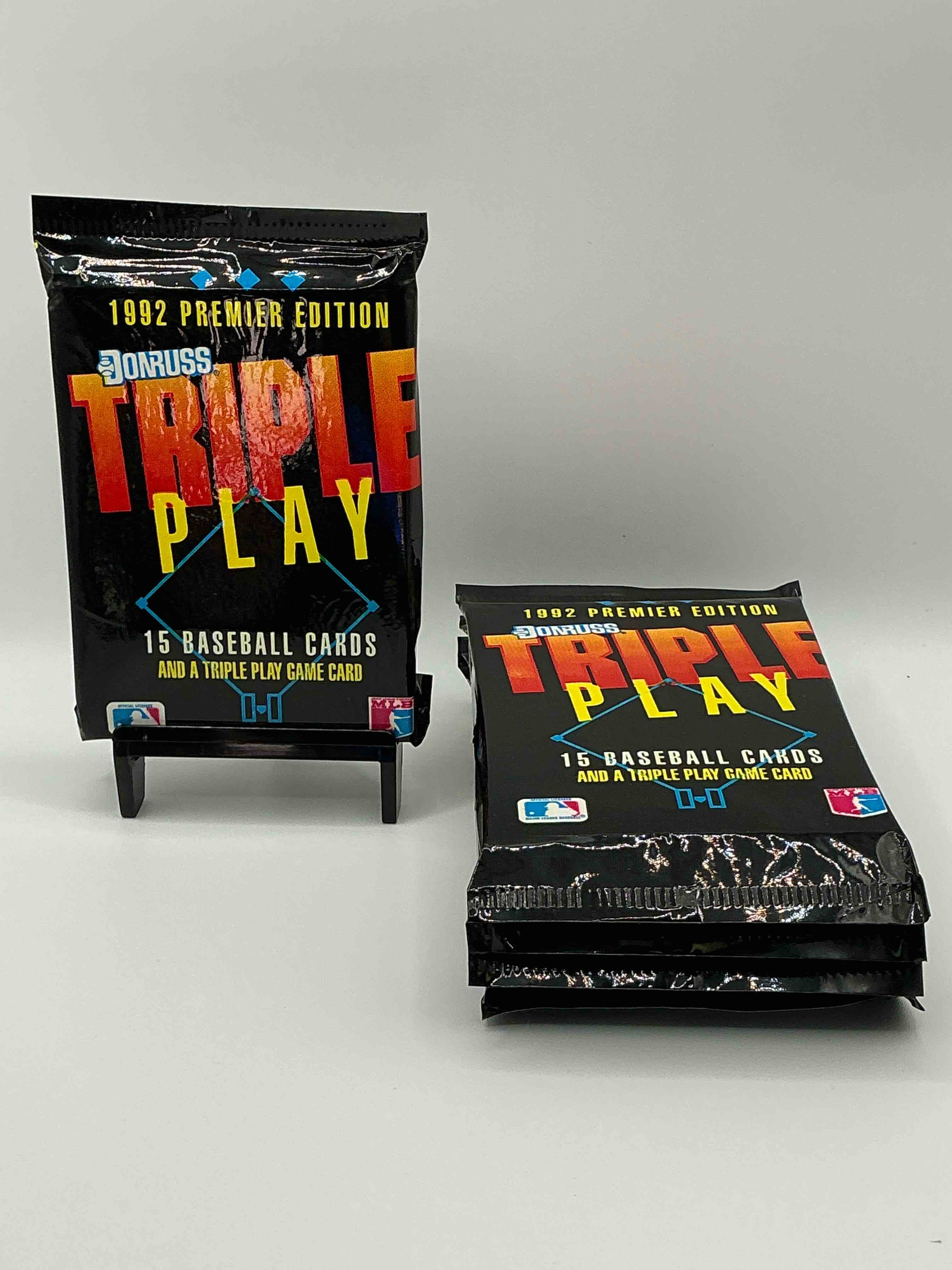 1992 Donruss Triple Play MLB Baseball Card Packs! Look For Randomly Inserted Gallery Of The Stars Cards, Awesome Action, Little Hotshots & Rub Off Game Cards! Along With Griffey Jr, McGwire, Ryan & More! Rare Packs!
