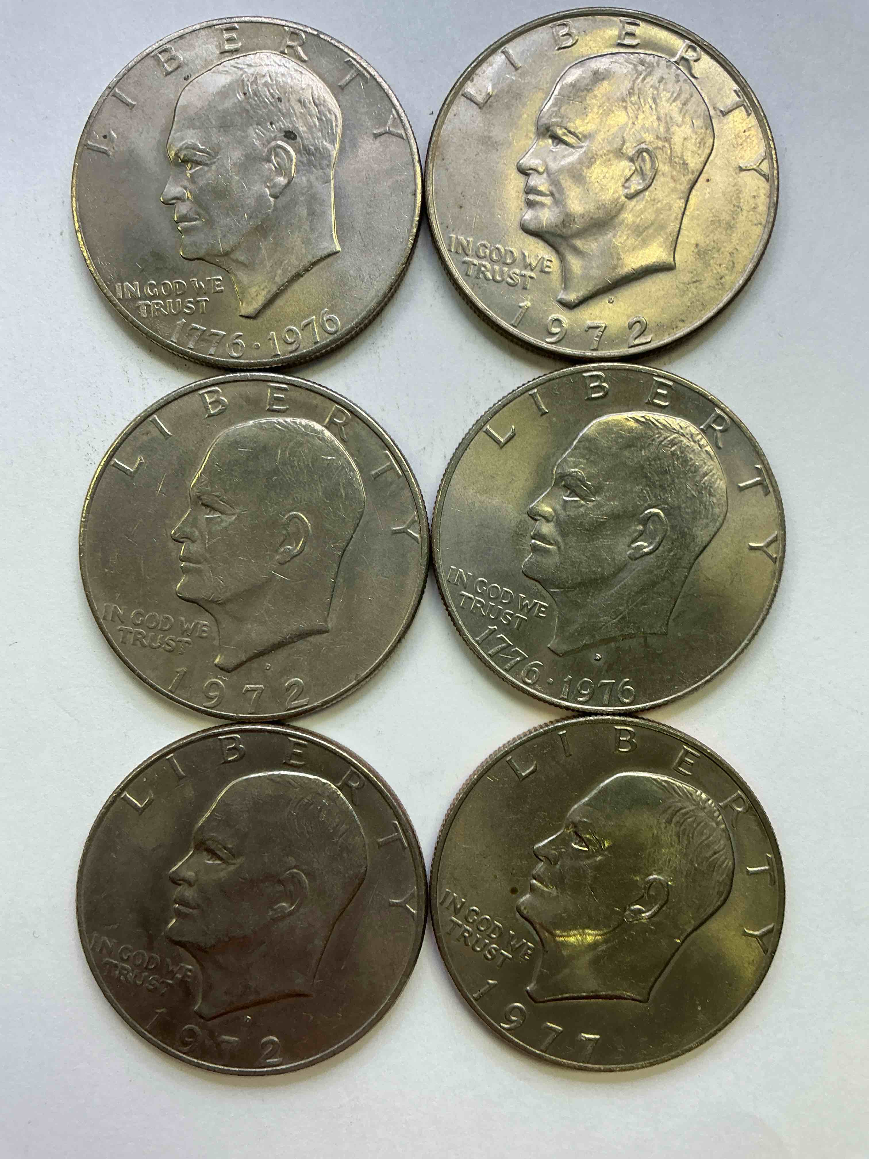 Brilliant Eisenhower Dollar Coins! These Striking, Large U.S. Coins Were Minted From 1971-1978. Here Are Gorgeous Examples Of “Ike" Dollars From 1976 & More! These Coins Have Become Immensely Popular With Collectors & Some Have Great Toning!