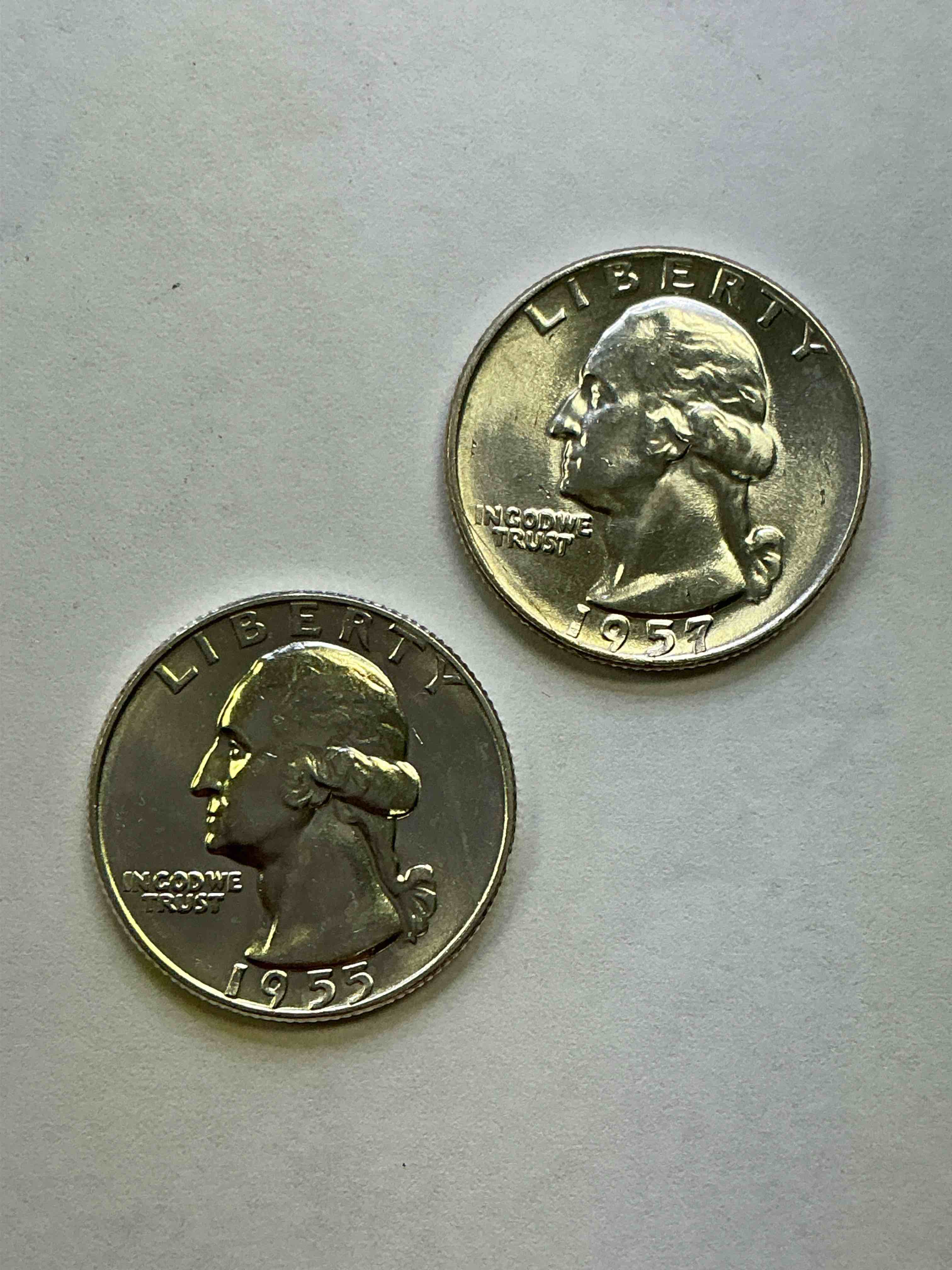 George Washington Silver! Pre 1965 U.S. Quarter Dollar Coins Were Actually Silver, Here Are Three Great Examples Of Awesome Pre 1965 George Washington Silver Quarters! Great For Investing In Precious Metals! These Coins Were Minted At 90% Silver and 10% Copper, Giving Them A Net Weight Of .18084 Ounces Of Pure Silver Per Coin! Hard To Find! Invest & Win!