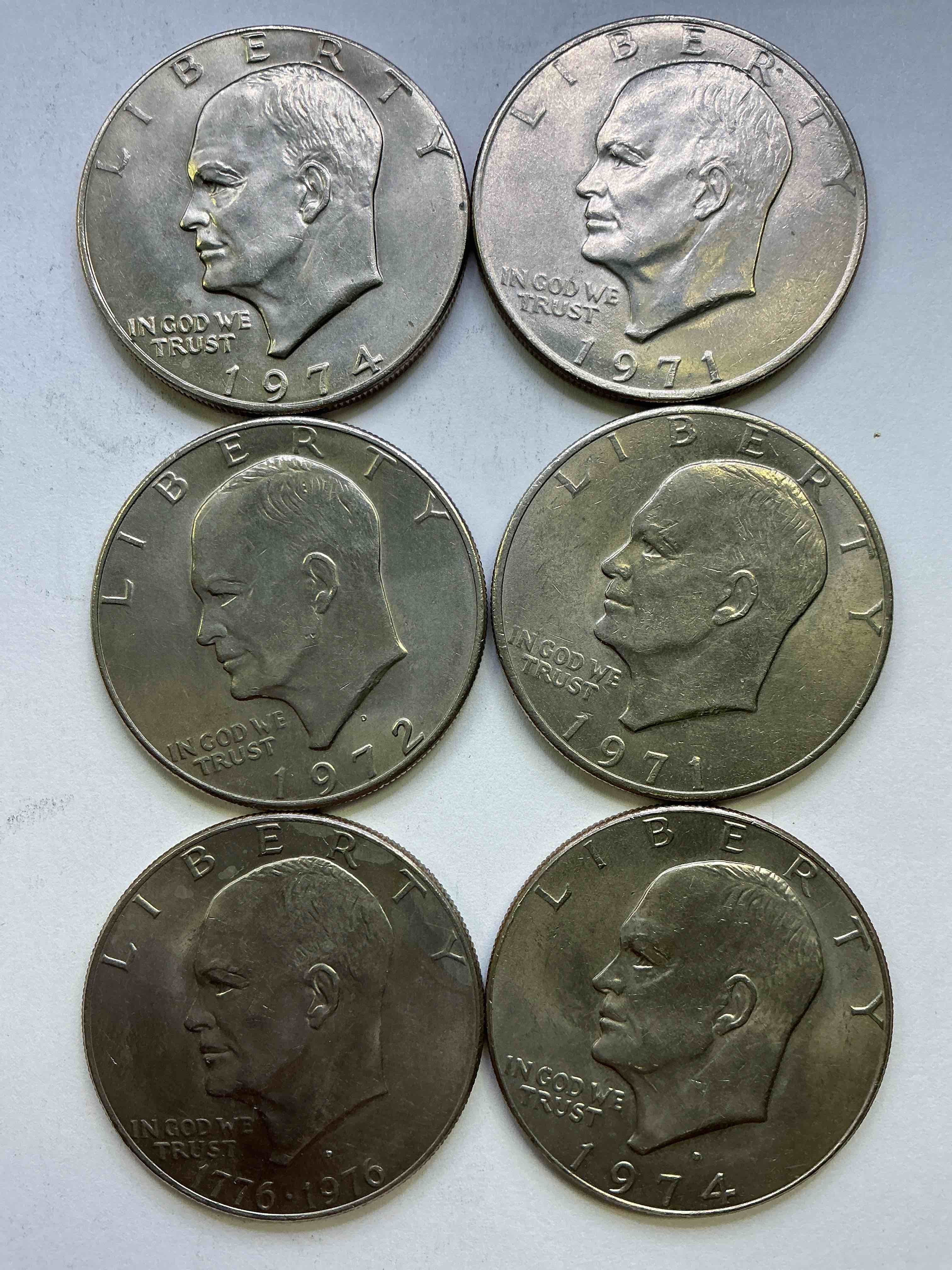 Brilliant Eisenhower Dollar Coins! These Striking, Large U.S. Coins Were Minted From 1971-1978. Here Are Gorgeous Examples Of “Ike" Dollars From 1976 & More! These Coins Have Become Immensely Popular With Collectors & Some Have Great Toning!