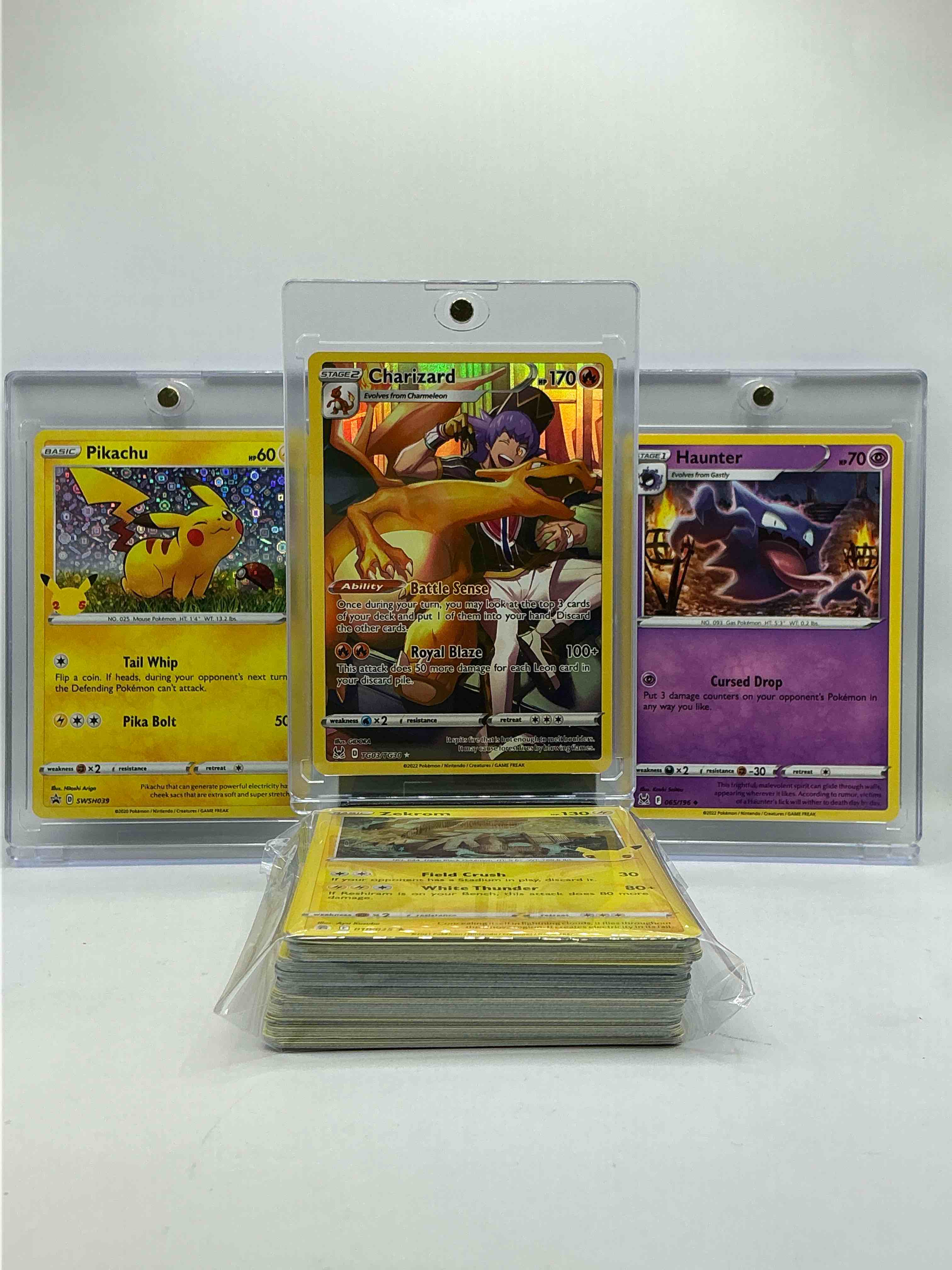 Charizard, Pikachu & Haunter! Three Of The Biggest Names In Pokemon! 50 Card Craziness, Including These Three Heroes & Holos, Commons, Legends & More! Insane Pokémon Party!