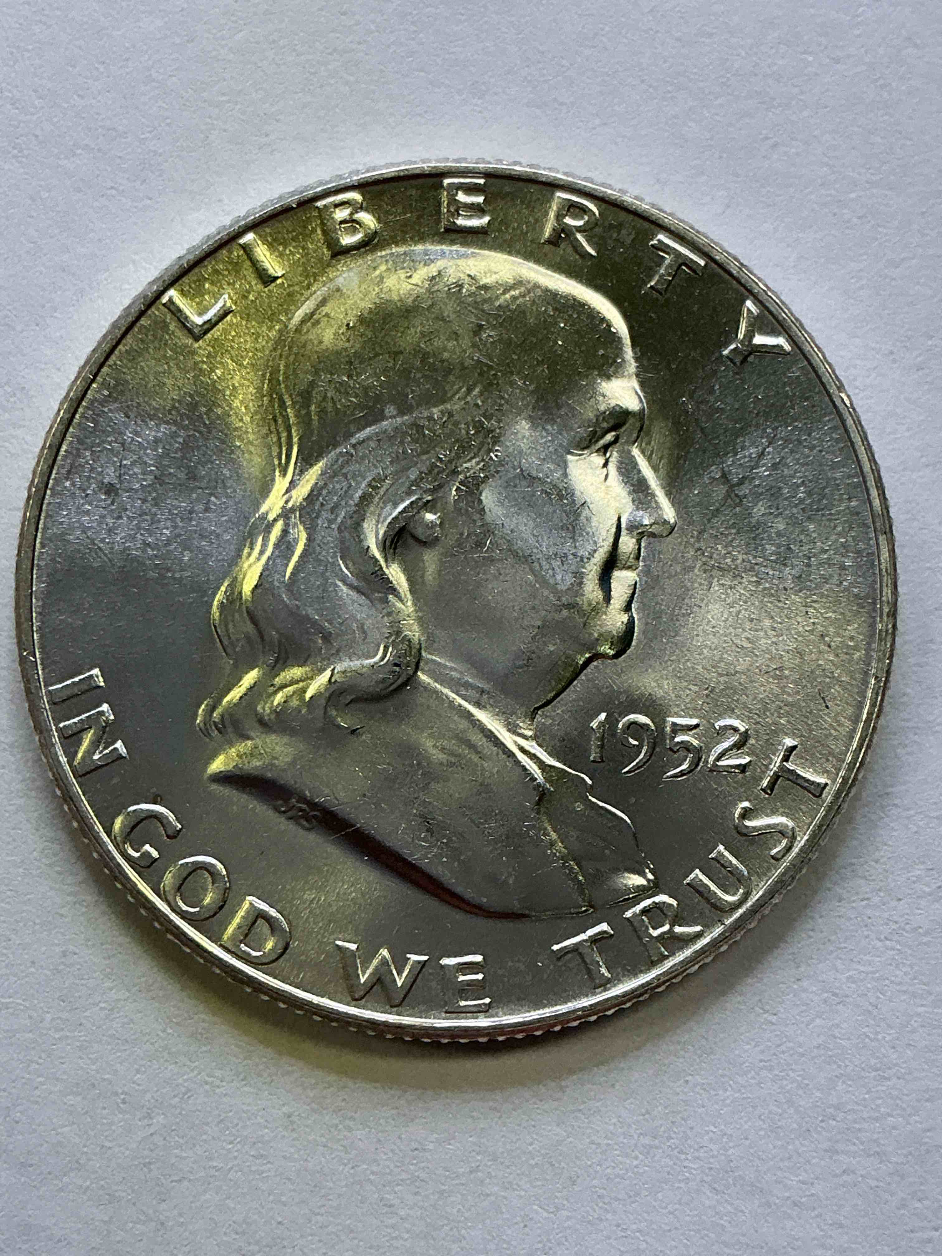 Uncirculated Ben Franklin Silver! Pre 1965 Silver U.S. Half Dollar Coins! Before 1965 American Half Dollars Were Actually Silver, Here Is A Gorgeous Example Of A Rare Ben Franklin Silver Half Dollar. Uncirculated, Great Condition & Great For Investing In Precious Metals! These Heavy Half Dollars Were Minted At 90% Silver and 10% Copper, Giving Them A Net Weight Of .36169 Ounces Of Pure Silver Per Coin! Getting Very Rare. Invest & Win!