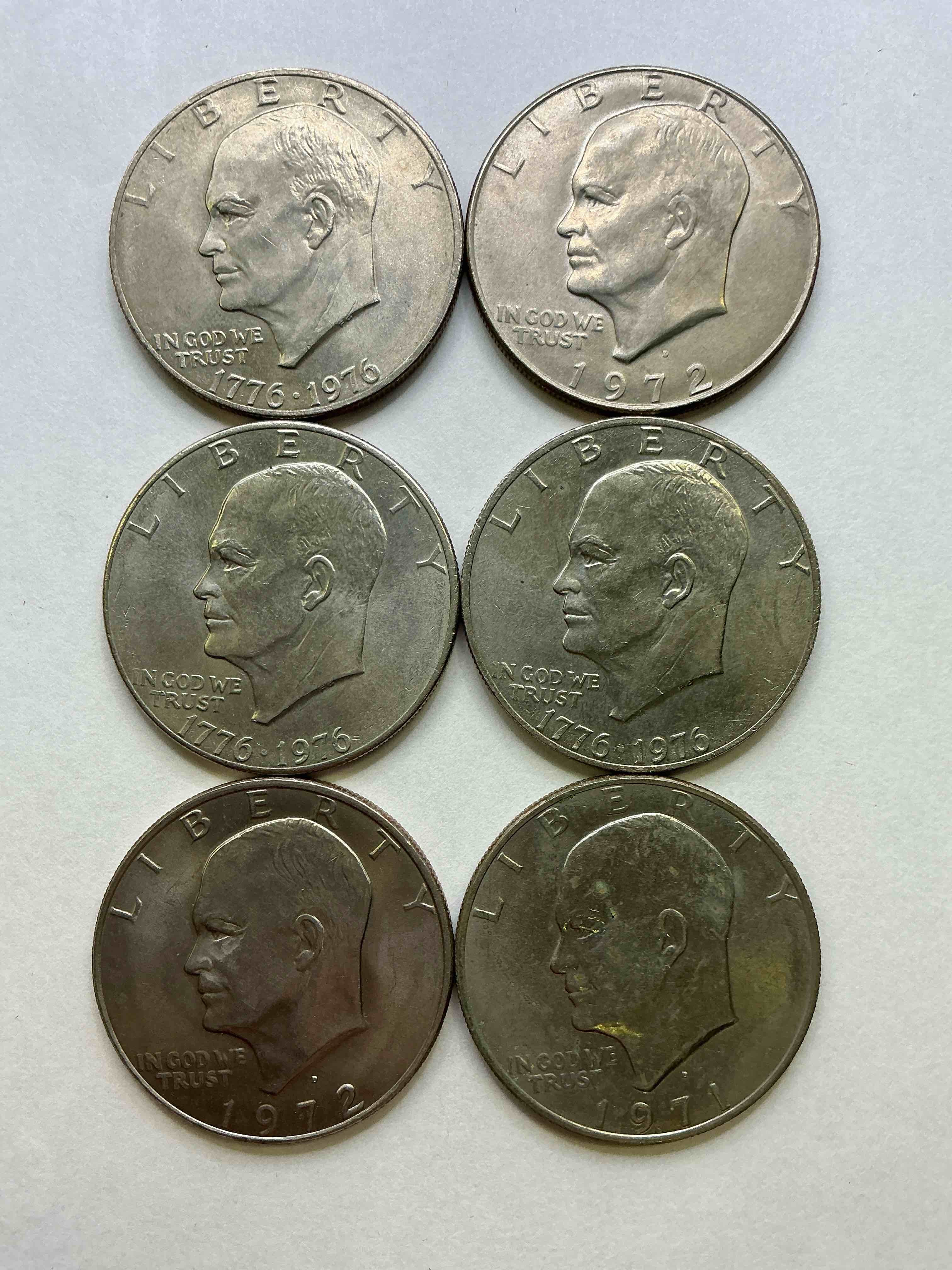 Brilliant Eisenhower Dollar Coins! These Striking, Large U.S. Coins Were Minted From 1971-1978. Here Are Gorgeous Examples Of “Ike" Dollars From 1976 & More! These Coins Have Become Immensely Popular With Collectors & Some Have Great Toning!