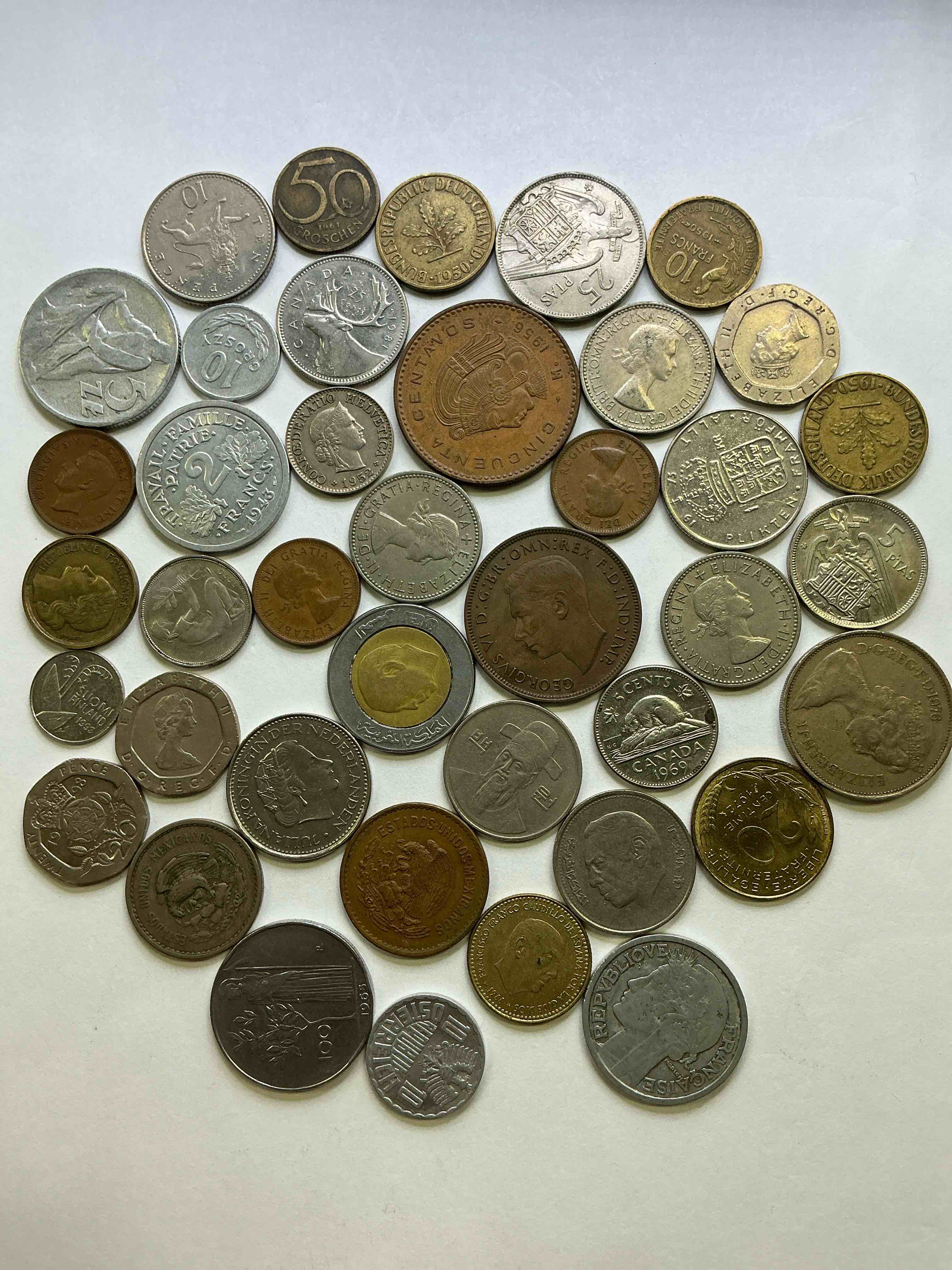 World Coins, Antique & Vintage! Each Lot Is Unique! Many Different Years, Countries, Sizes & Exotic Places. This Cool Collection Of Antique Coins From Around The World Is Loads Of Fun! Have Fun Identifying Each Coin & Country As A Great Educational Tool! A Great Investment Too!