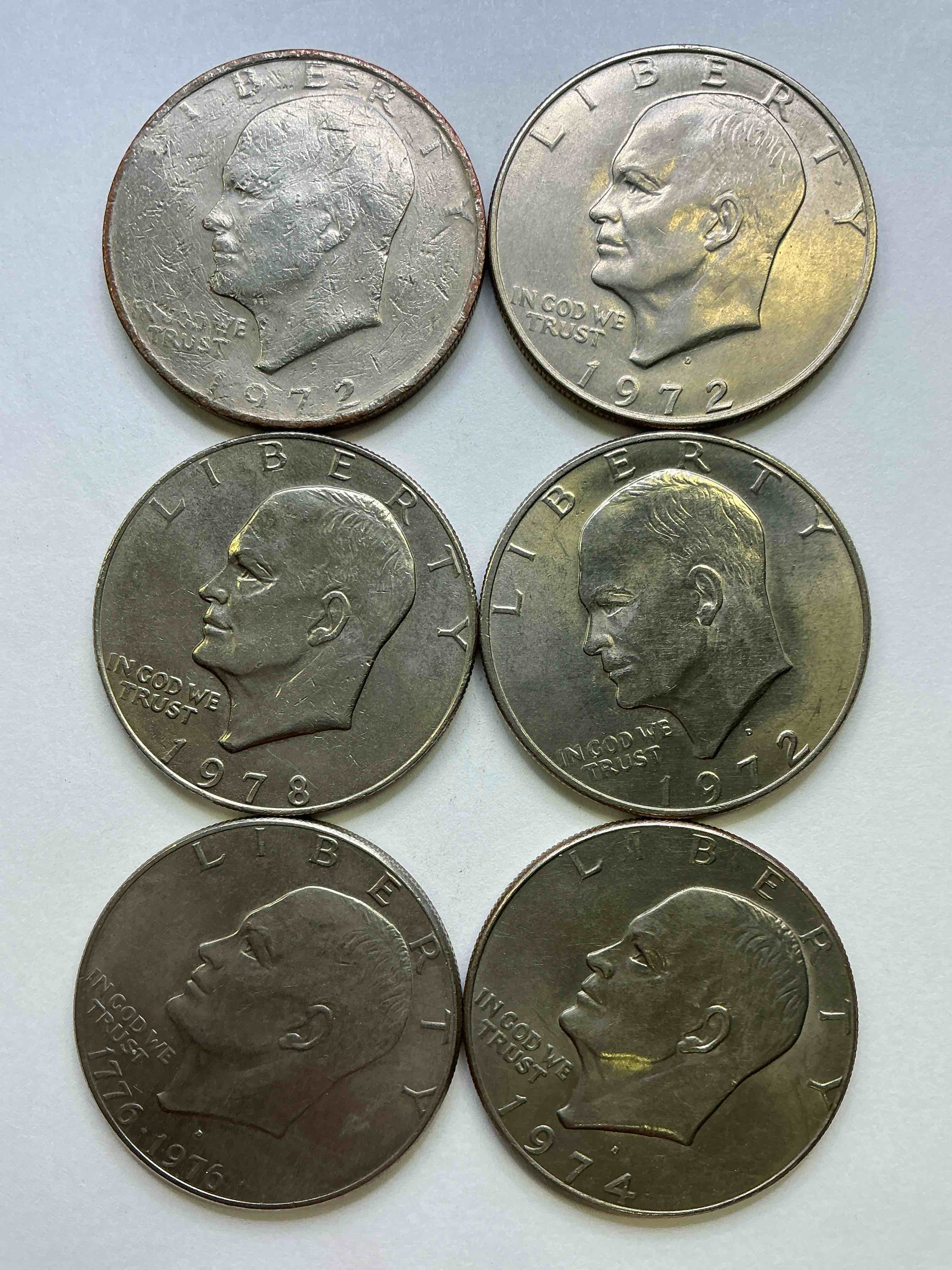 Brilliant Eisenhower Dollar Coins! These Striking, Large U.S. Coins Were Minted From 1971-1978. Here Are Gorgeous Examples Of “Ike" Dollars From 1976 & More! These Coins Have Become Immensely Popular With Collectors & Some Have Great Toning!