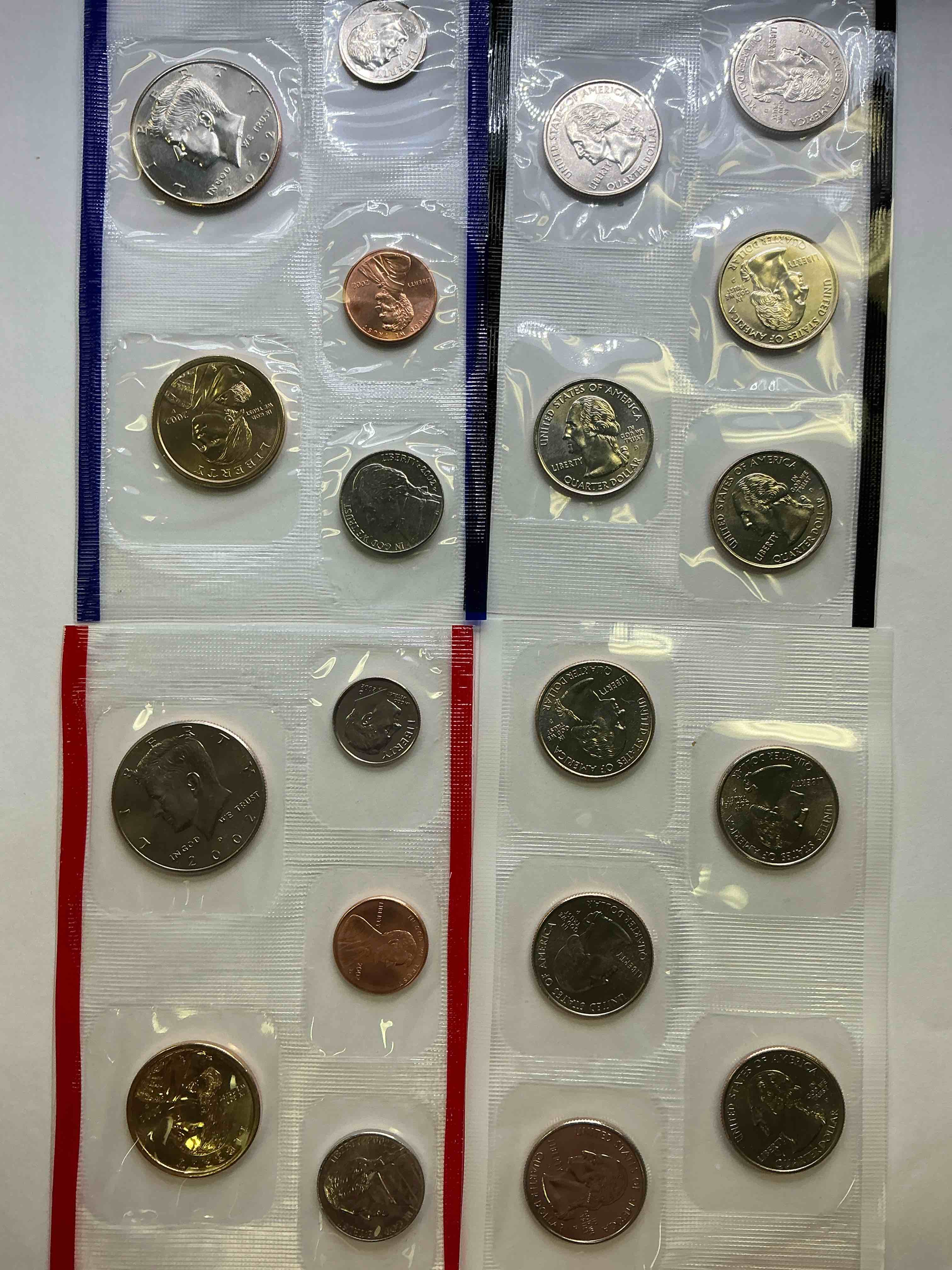 2002 Uncirculated Mint Set! 20 Coin Mint Set With Ohio & Indiana State Quarters! Half Dollars, One Dollar Coins, Quarters, Nickels, Dimes & Pennies! 20 Coin Uncirculated Mint Set! 