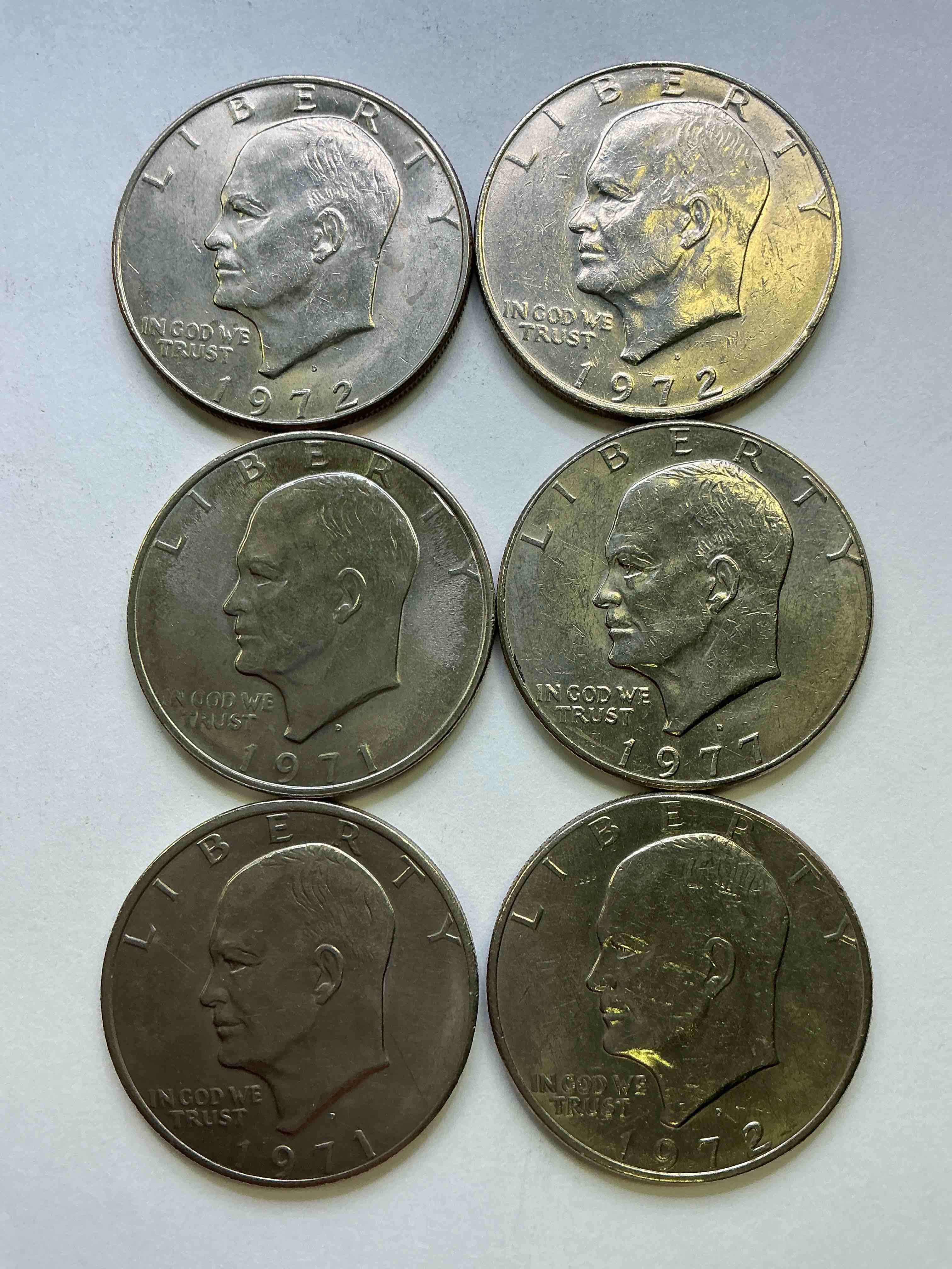 Brilliant Eisenhower Dollar Coins! These Striking, Large U.S. Coins Were Minted From 1971-1978. Here Are Gorgeous Examples Of “Ike" Dollars From 1972 & More! These Coins Have Become Immensely Popular With Collectors & Some Have Great Toning!