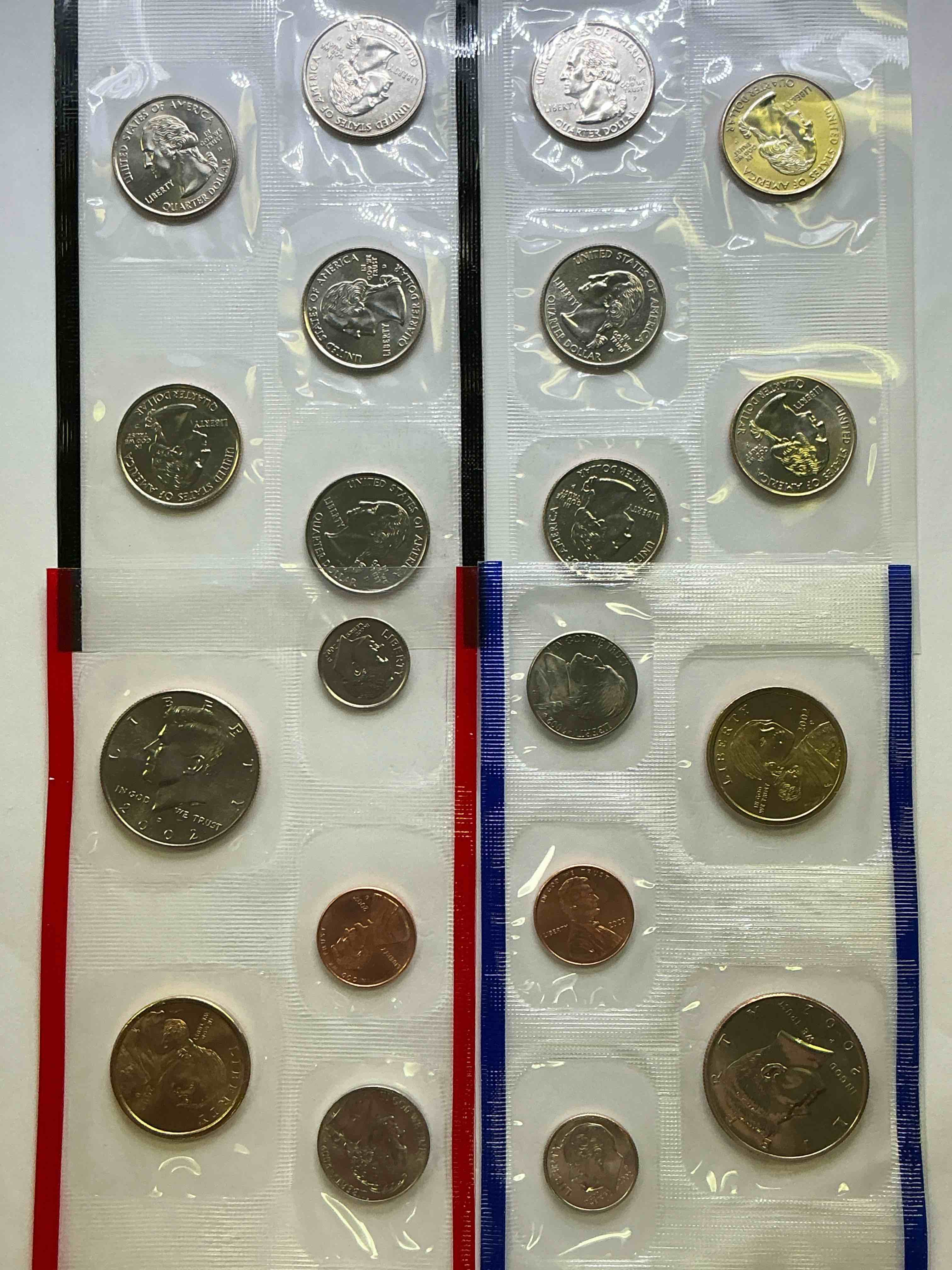 2002 Uncirculated Mint Set! 20 Coin Mint Set With Ohio & Indiana State Quarters! Half Dollars, One Dollar Coins, Quarters, Nickels, Dimes & Pennies! 20 Coin Uncirculated Mint Set!