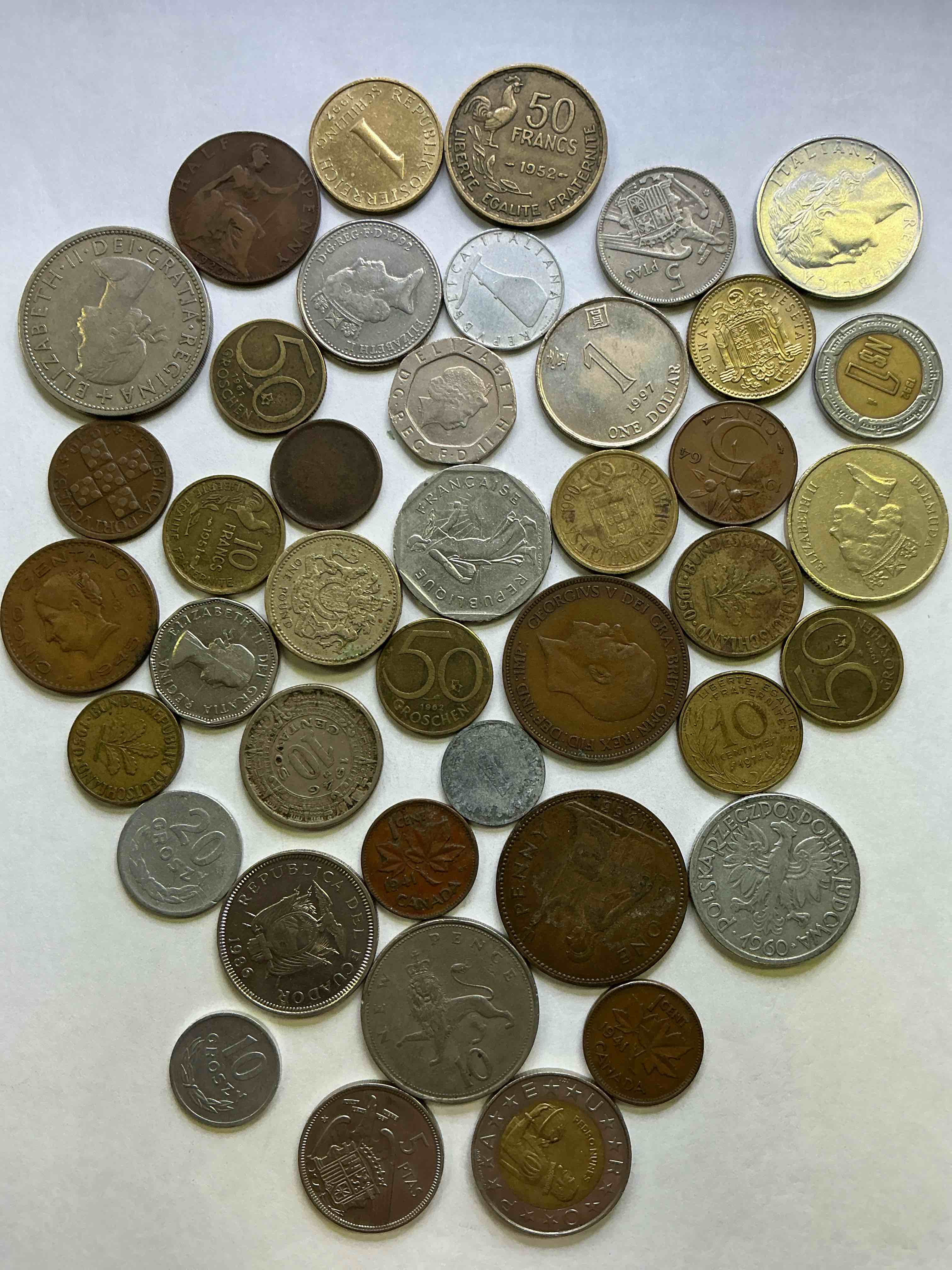 World Coins, Antique & Vintage! Each Lot Is Unique! Many Different Years, Countries, Sizes & Exotic Places. This Cool Collection Of Antique Coins From Around The World Is Loads Of Fun! Have Fun Identifying Each Coin & Country As A Great Educational Tool! A Great Investment Too!