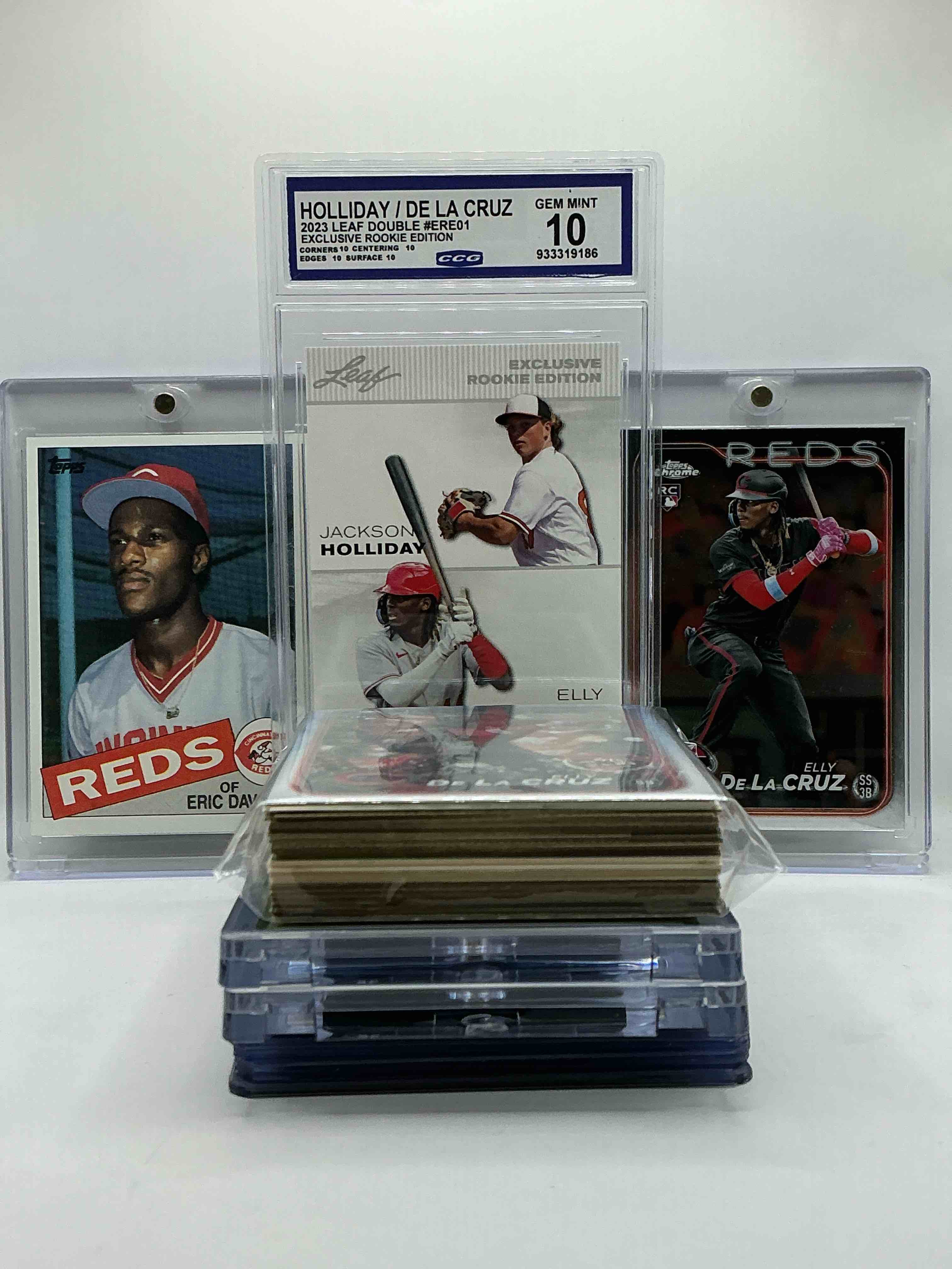 Elly De La Cruz & Jackson Holiday Gem Mint 10 Rookie Card, Elly De La Cruz Topps Chrome Rookie Card, Eric Davis Reds Card, Bowman Chrome Eyes On September Rookie, Pete Rose & More! Insane 50 Card Reds, Commons, Rookies, Vintage & New!