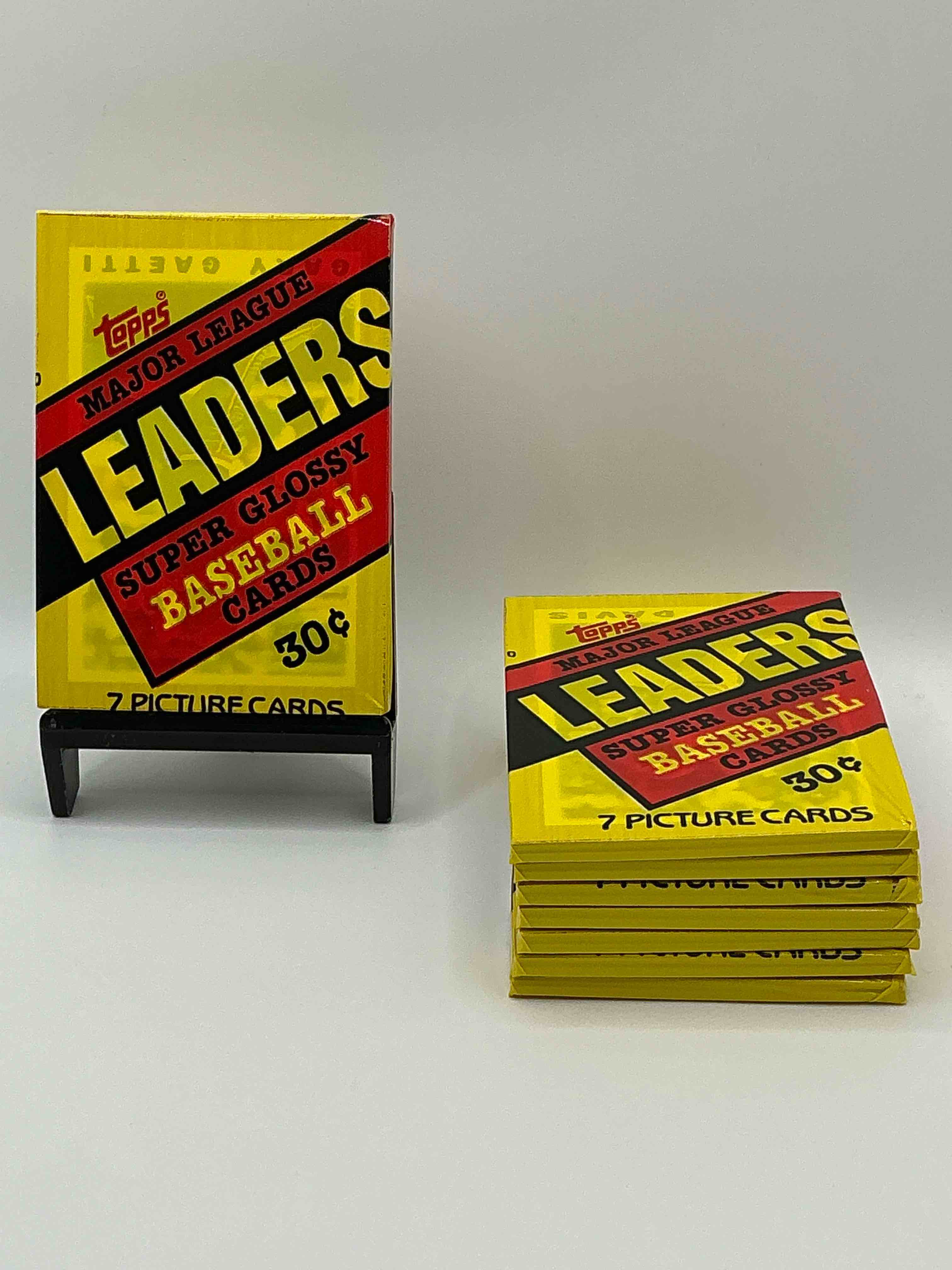 Ultra Rare! 1987 "MLB Leaders" Unopened Miniature Baseball Collectible Card Packs, 6 Cards Per Pack, Direct From Original Retail Case. Super Rare, Impossible To Find! Like New Condition!
