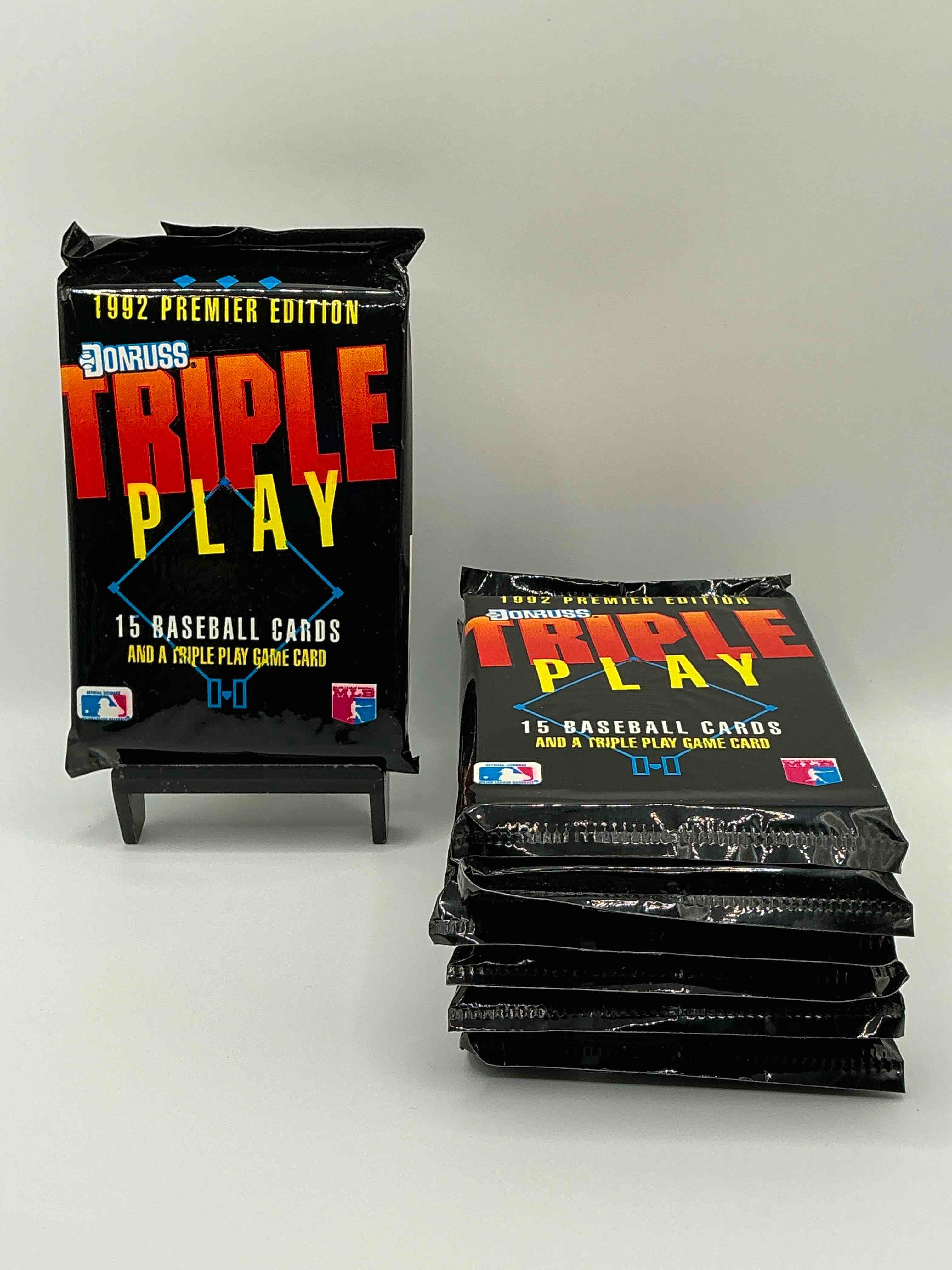 1992 Donruss Triple Play MLB Baseball Card Packs! Look For Randomly Inserted Gallery Of The Stars Cards, Awesome Action, Little Hotshots & Rub Off Game Cards!Along With Griffey Jr, McGwire, Ryan & More! Rare Packs!