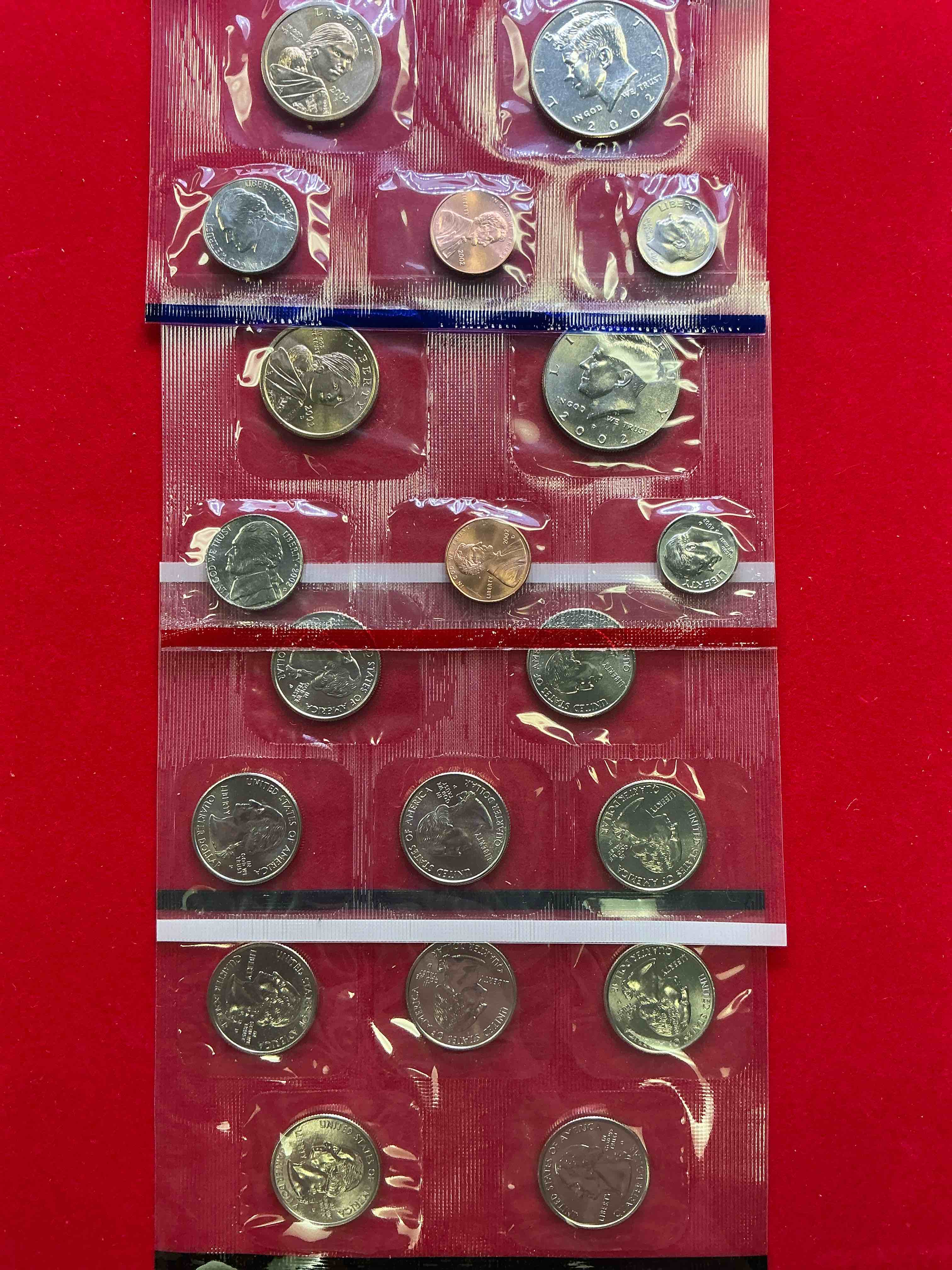 2002 Uncirculated Mint Set! 20 Coin Mint Set With Ohio & Indiana State Quarters! Half Dollars, One Dollar Coins, Quarters, Nickels, Dimes & Pennies! 20 Coin Uncirculated Mint Set! 