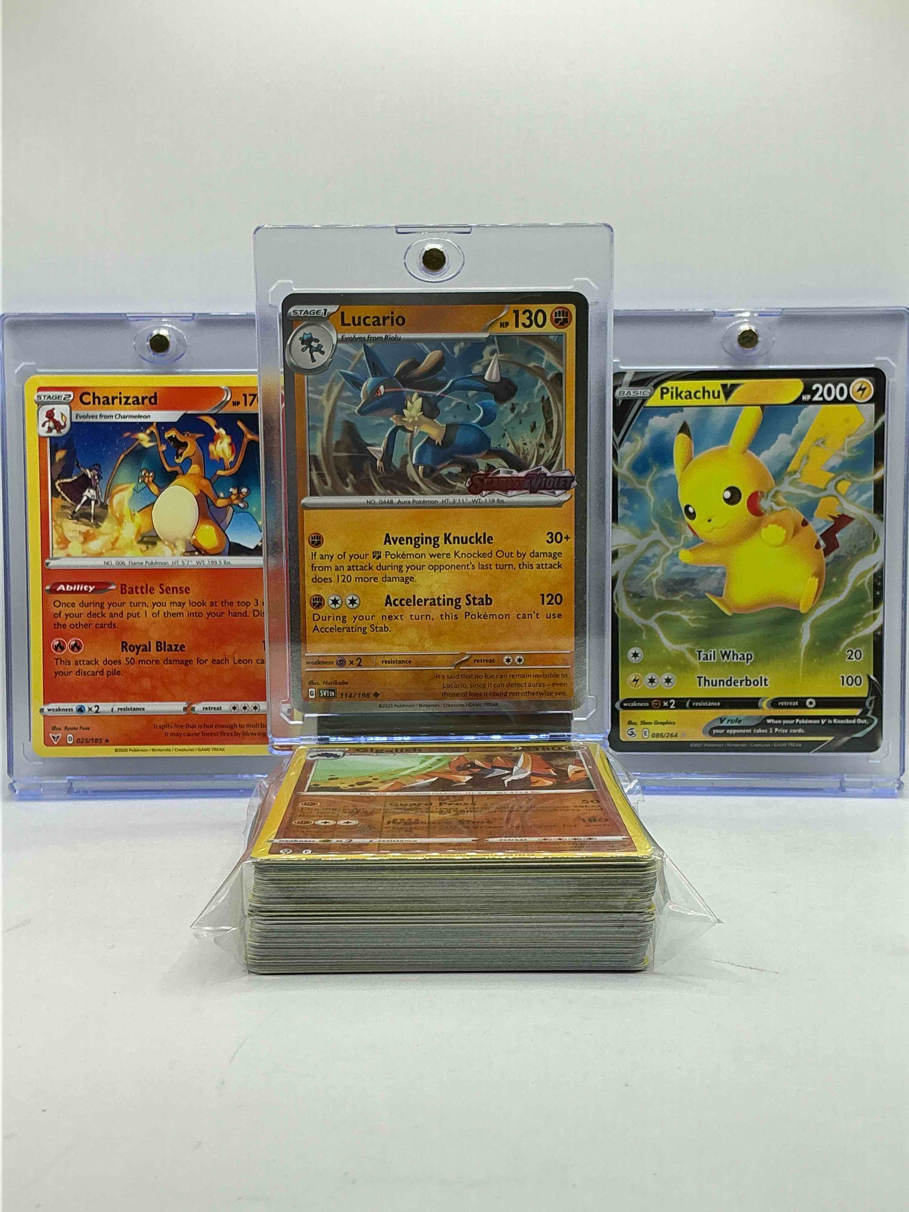 Charizard, Lucario, Pikachu & More! The Three Hottest Pokémon!! 50 Card Lot… Filled With Holos, Commons, Legends & More! Insane Pikachu & Lucario Holos & Charizard! WOW! 50 Card Lot!