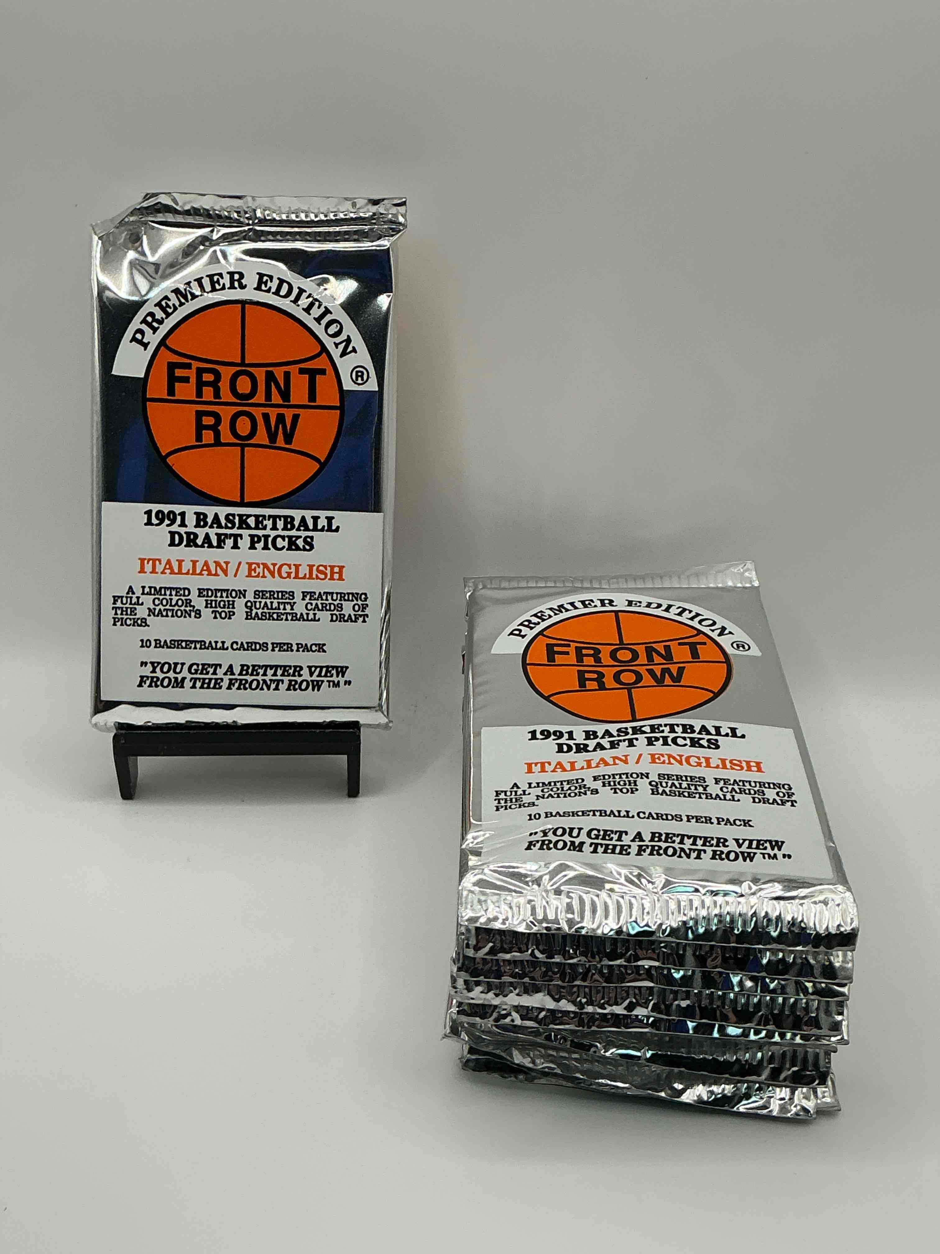 1991 Throwback Rarity! Here's Something You've Probably NEVER Seen! 1991 Front Row College Basketball / NBA Unopened Sealed Packs, Direct From Sealed Original Retail Case! Includes Randomly Inserted Rare Autograph Cards! Front Row Was The “Original" College Jersey Card Packs Back In The Day & Has Long Been Defunct. These Cards Are Becoming Serious Collector Items Due To Their Scarcity. These Things Are Serious Retro! Own Some Great Sports Card History & Something You'll Rarely See Again!