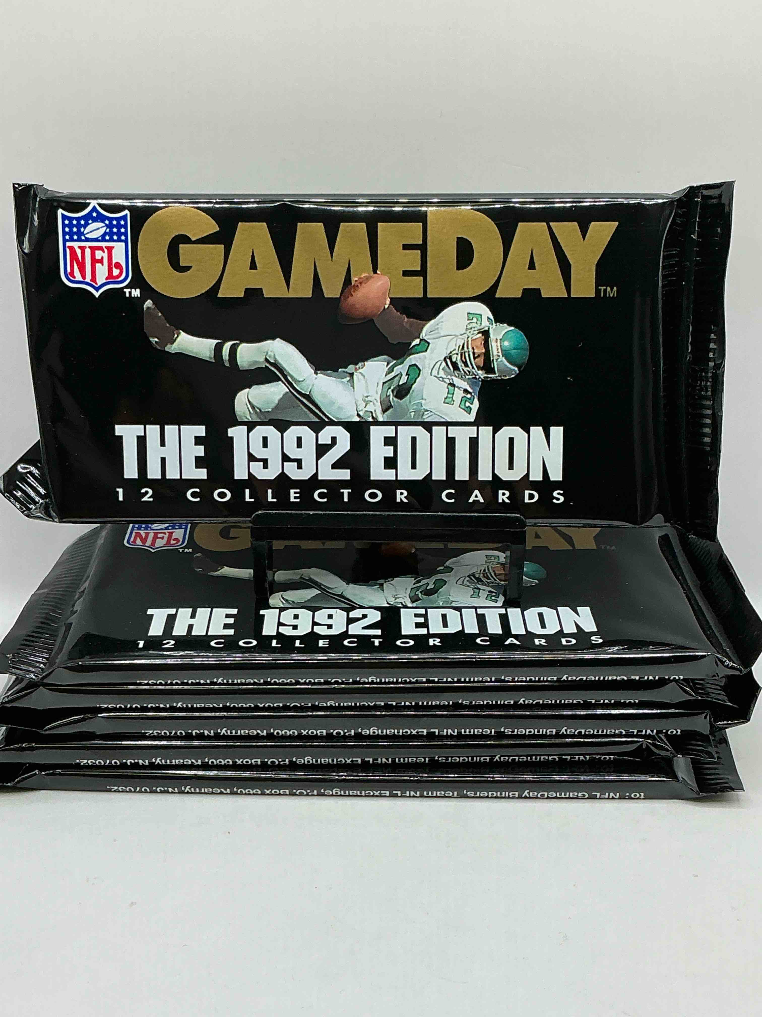 nfl gameday 1992 edition football packs! possible legends inside! search for jerry rice, joe montana, derrick thomas, emmitt smith & so many more! rare oversized card packs!