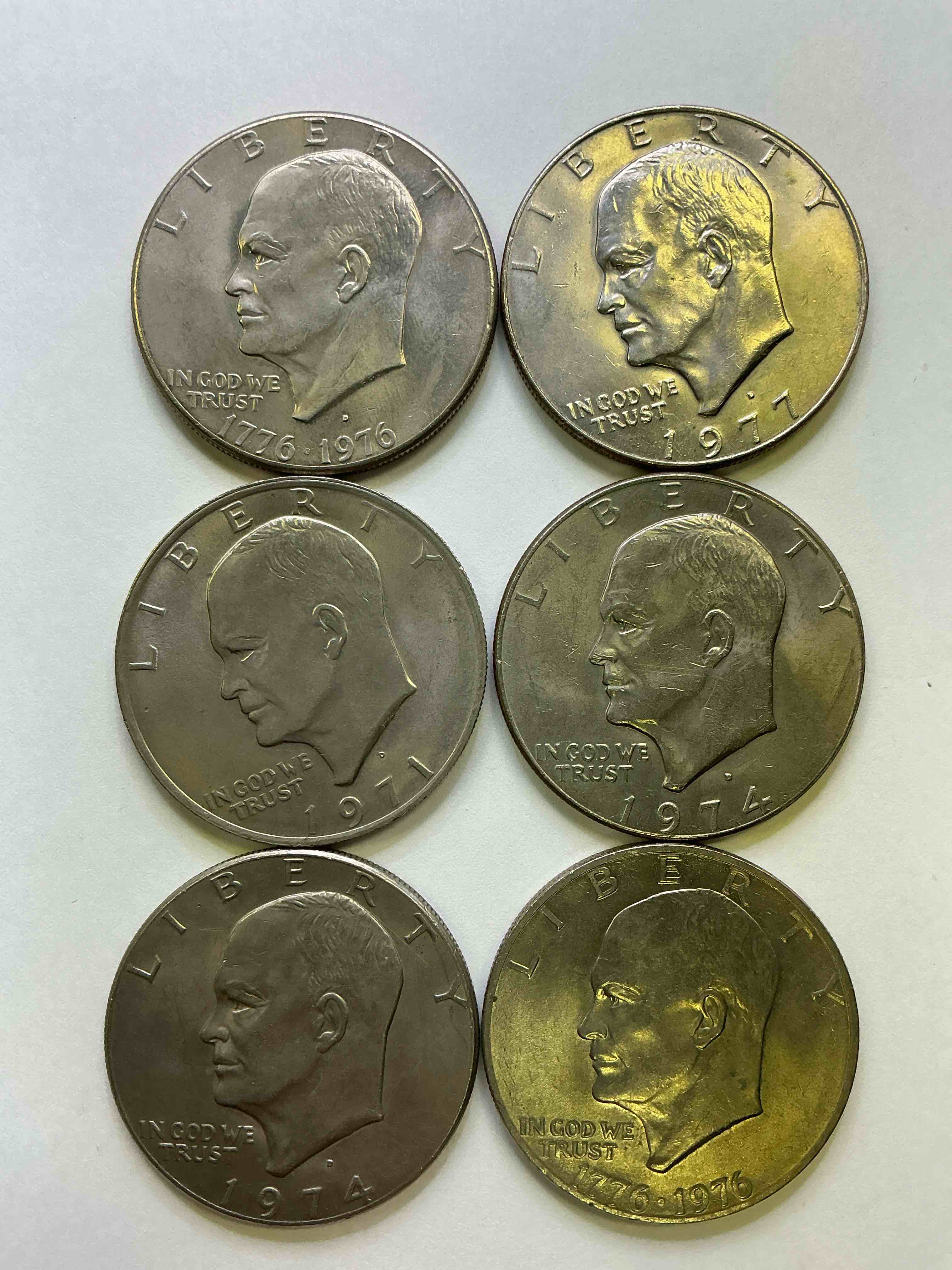 Gorgeous Eisenhower Dollar Coins! These Striking, Large U.S. Coins Were Minted From 1971-1978. Here Are Gorgeous Examples Of “Ike" Dollars From 1976 & More! These Coins Have Become Immensely Popular With Collectors & Some Have Great Toning!