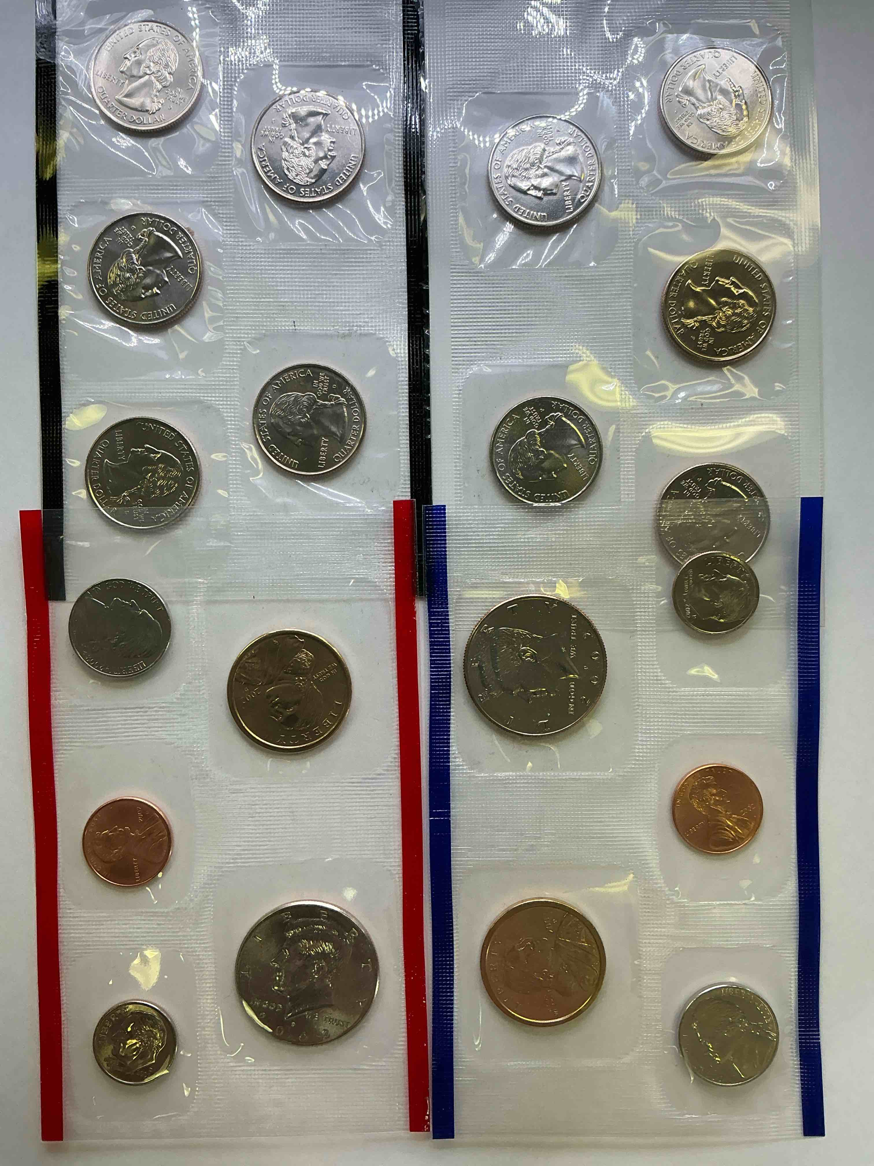 2002 Uncirculated Mint Set! 20 Coin Mint Set With Ohio & Indiana State Quarters! Half Dollars, One Dollar Coins, Quarters, Nickels, Dimes & Pennies! 20 Coin Uncirculated Mint Set!