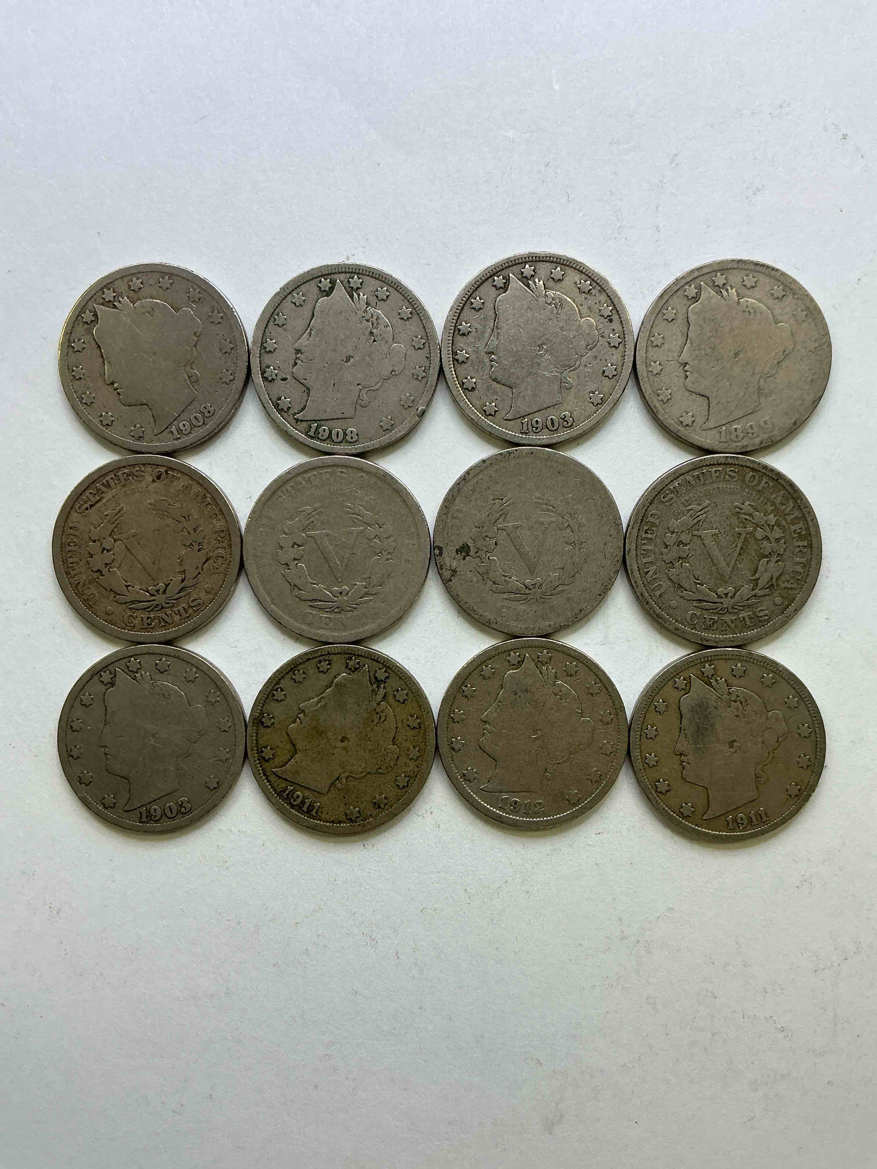 Antique U.S. V Nickels! Think Of The History These Coins Have Seen!, Liberty Head V Nickels Were Minted Up Until 1913 & Were The Style Of Nickels Before Buffalo Nickels. Own Some Cool Pieces Of History! Rare To See These Coins With The "Date On" In Circulated Condition!