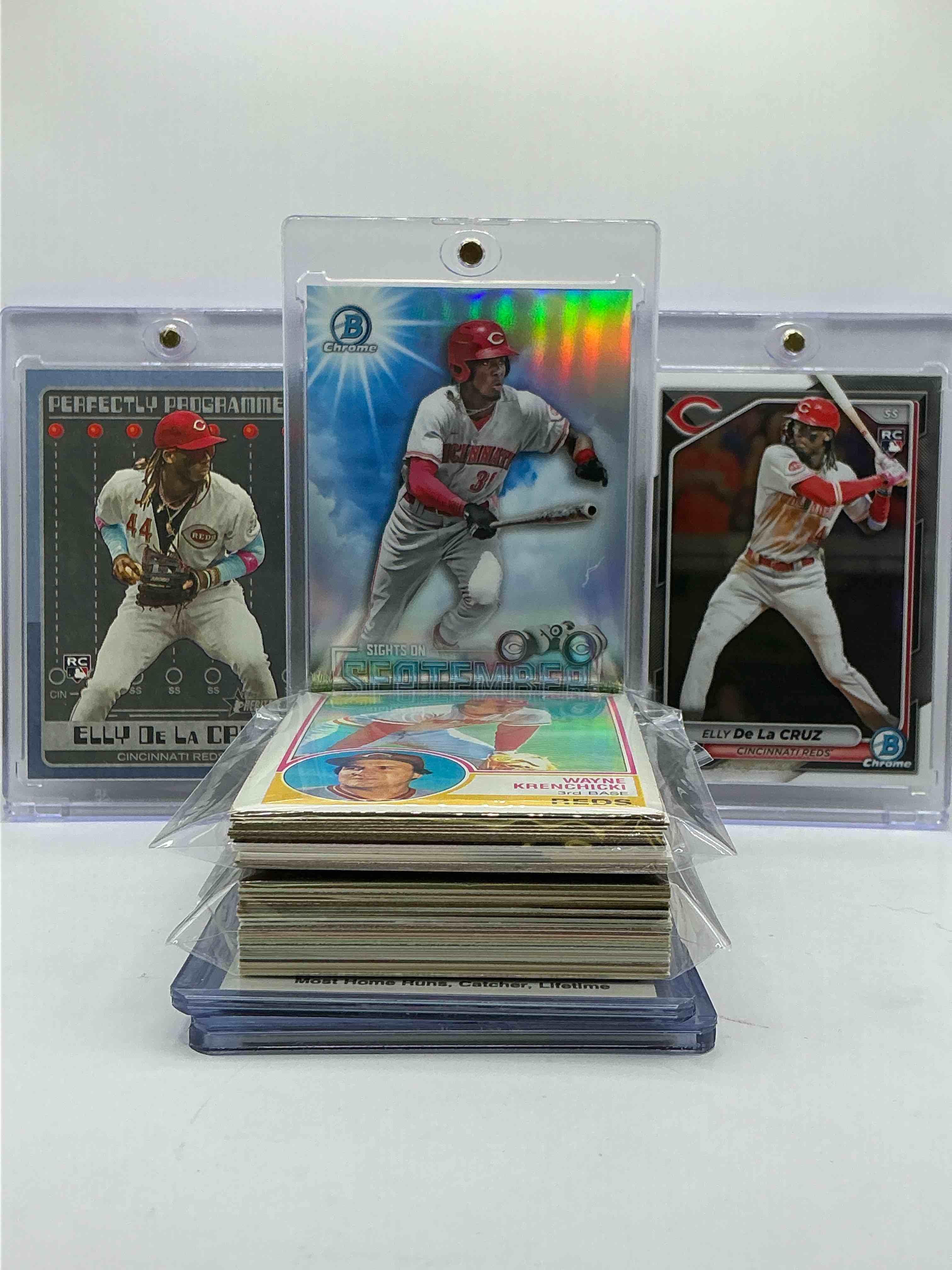 Elly De La Cruz Rookie Trio! Elly De La Cruz Sights On September Rookie, Perfectly Programmed Rookie, Chrome Rookie, Pete Rose & More! Vintage & New Commons! 50 Card Reds!