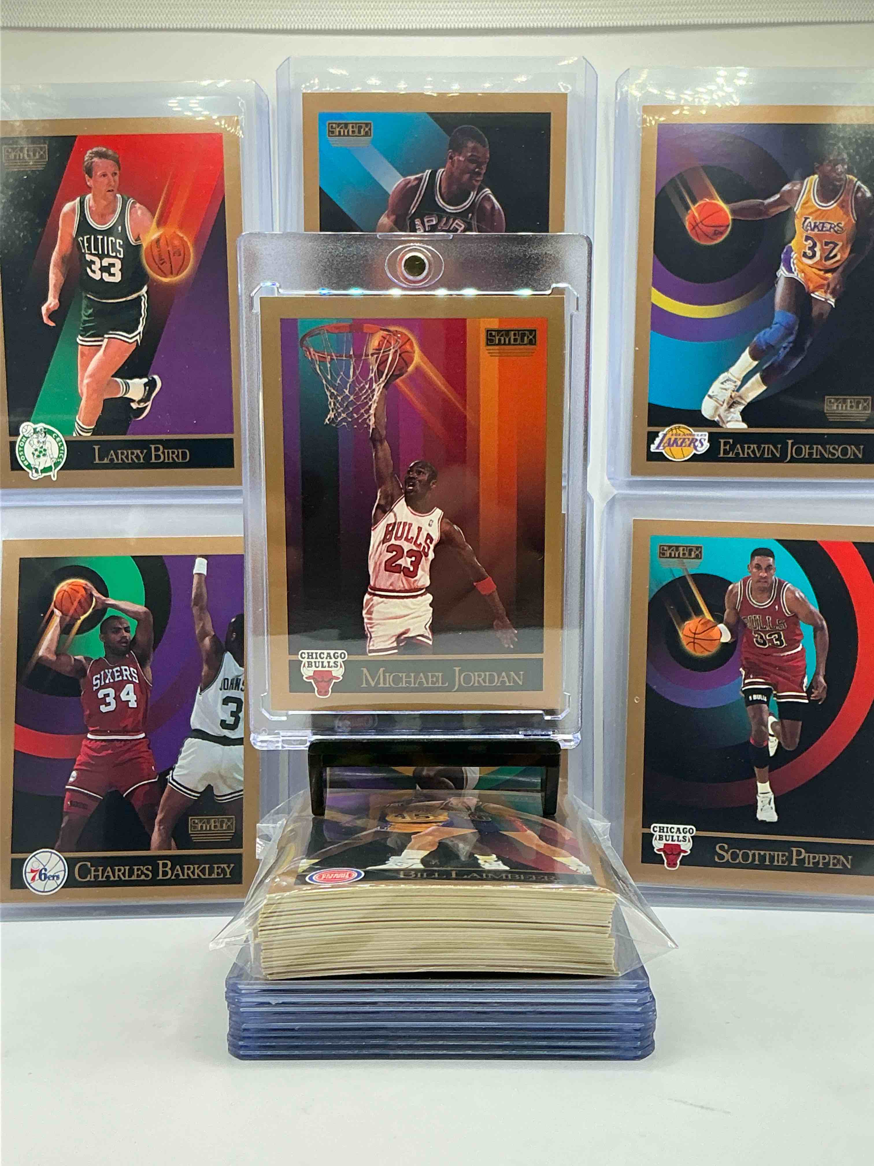 Michael Jordan! 1990 Skybox 50 Card Basketball! The BEST Cards From The Year! Michael Jordan, Larry Bird, Scottie Pippen, David Robinson, Charles Barkley, Akeem Olajuwon, Karl Malone, Clyde Drexler & More! All Stars, Hall Of Famers, Champions & More, The Perfect Mix Of Miscellaneous '90 NBA Variety!