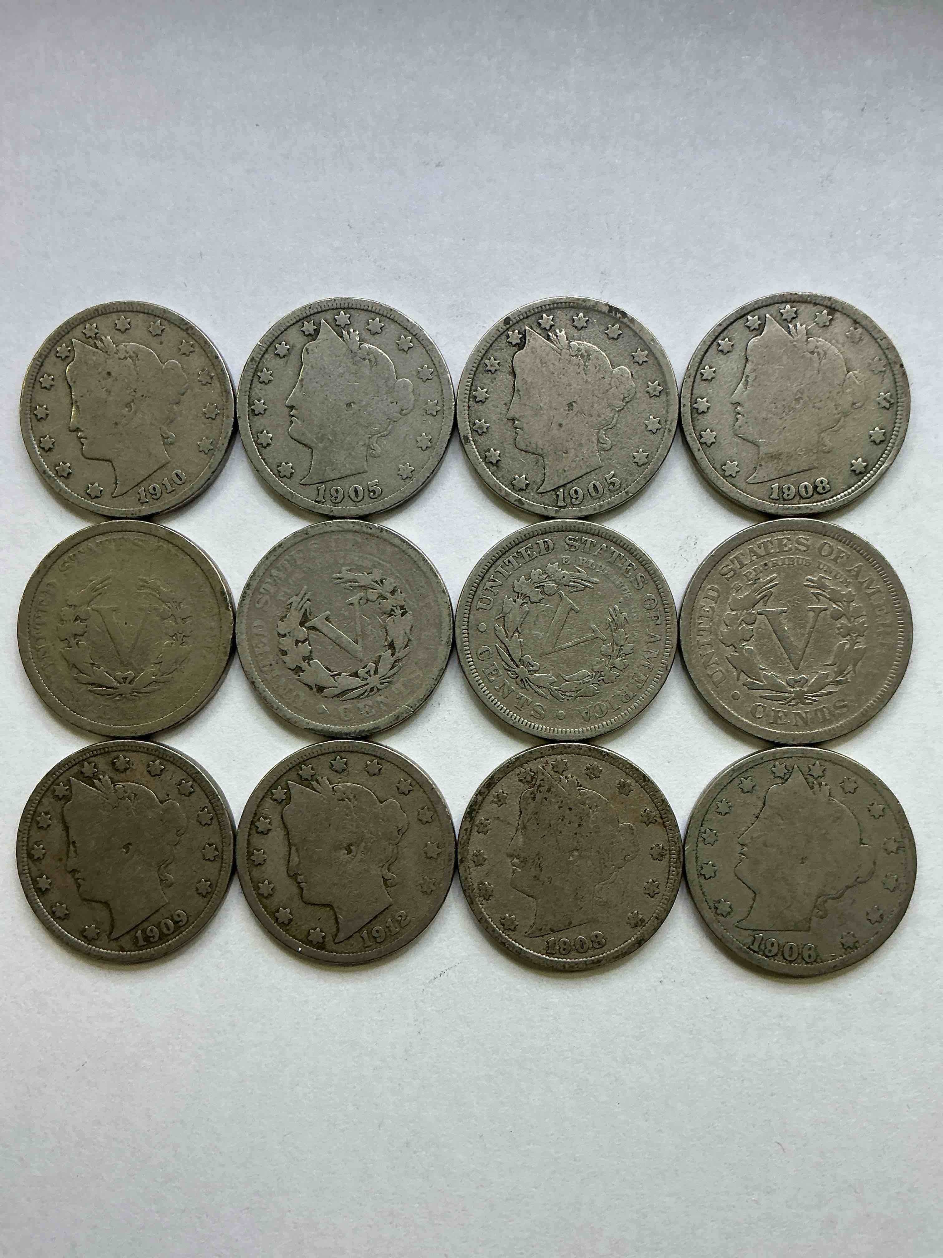 Antique U.S. V Nickels! Think Of The History These Coins Have Seen!, Liberty Head V Nickels Were Minted Up Until 1913 & Were The Style Of Nickels Before Buffalo Nickels. Own Some Cool Pieces Of History! Rare To See These Coins With The "Date On" In Circulated Condition!