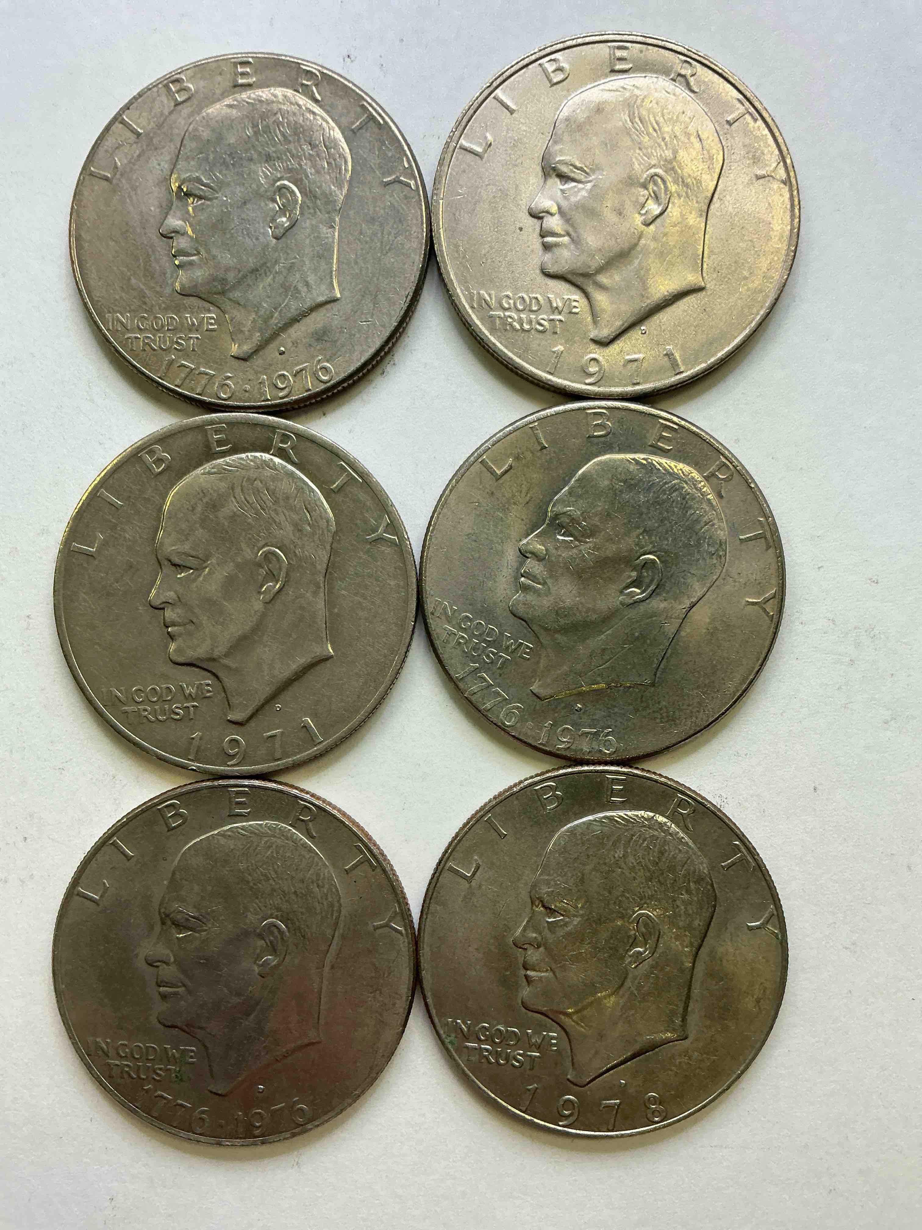 Gorgeous Eisenhower Dollar Coins! These Striking, Large U.S. Coins Were Minted From 1971-1978. Here Are Gorgeous Examples Of “Ike" Dollars From 1976 & More! These Coins Have Become Immensely Popular With Collectors & Some Have Great Toning!
