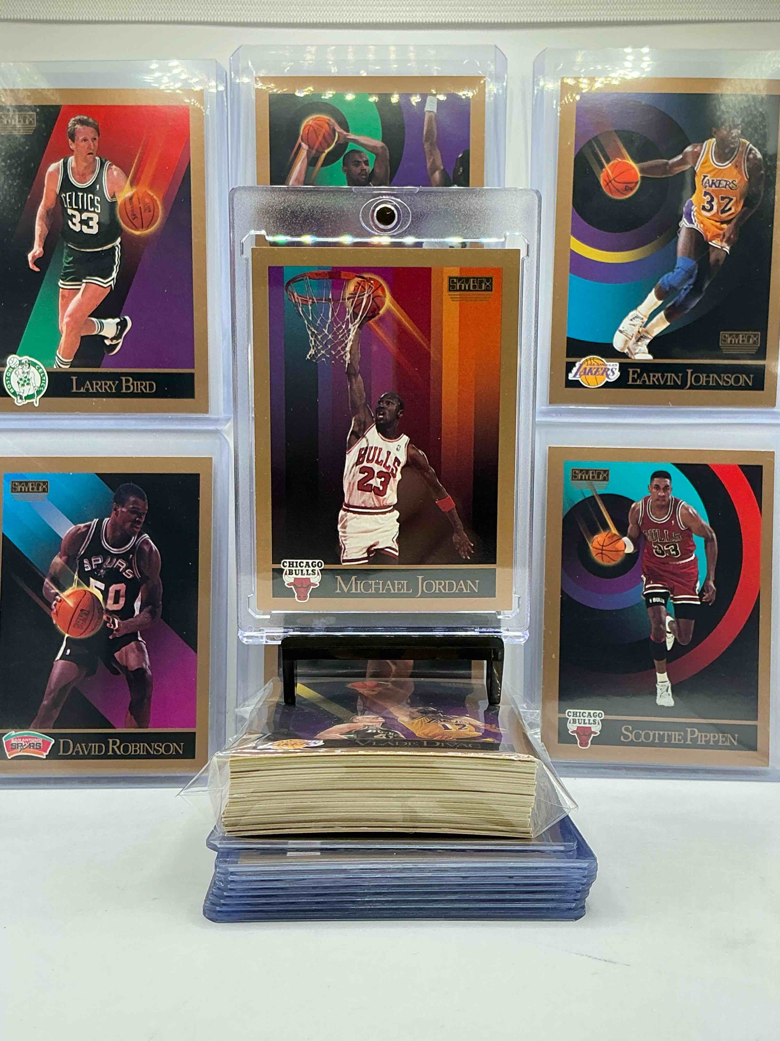 Michael Jordan! 1990 Skybox 50 Card Basketball! The BEST Cards From The Year! Michael Jordan, Larry Bird, Scottie Pippen, David Robinson, Charles Barkley, Akeem Olajuwon, Karl Malone, Clyde Drexler & More! All Stars, Hall Of Famers, Champions & More, The Perfect Mix Of Miscellaneous '90 NBA Variety!