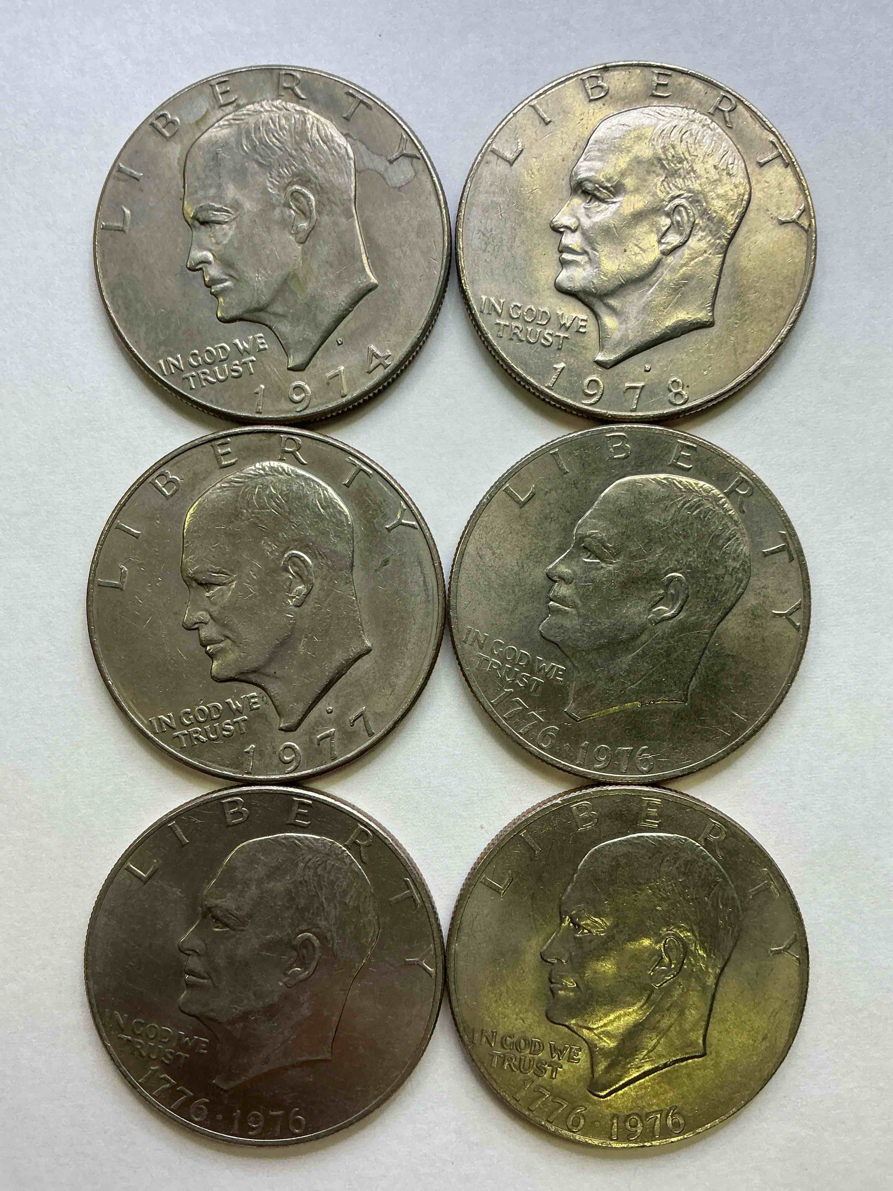 Gorgeous Eisenhower Dollar Coins! These Striking, Large U.S. Coins Were Minted From 1971-1978. Here Are Gorgeous Examples Of “Ike" Dollars From 1976 & More! These Coins Have Become Immensely Popular With Collectors & Some Have Great Toning!