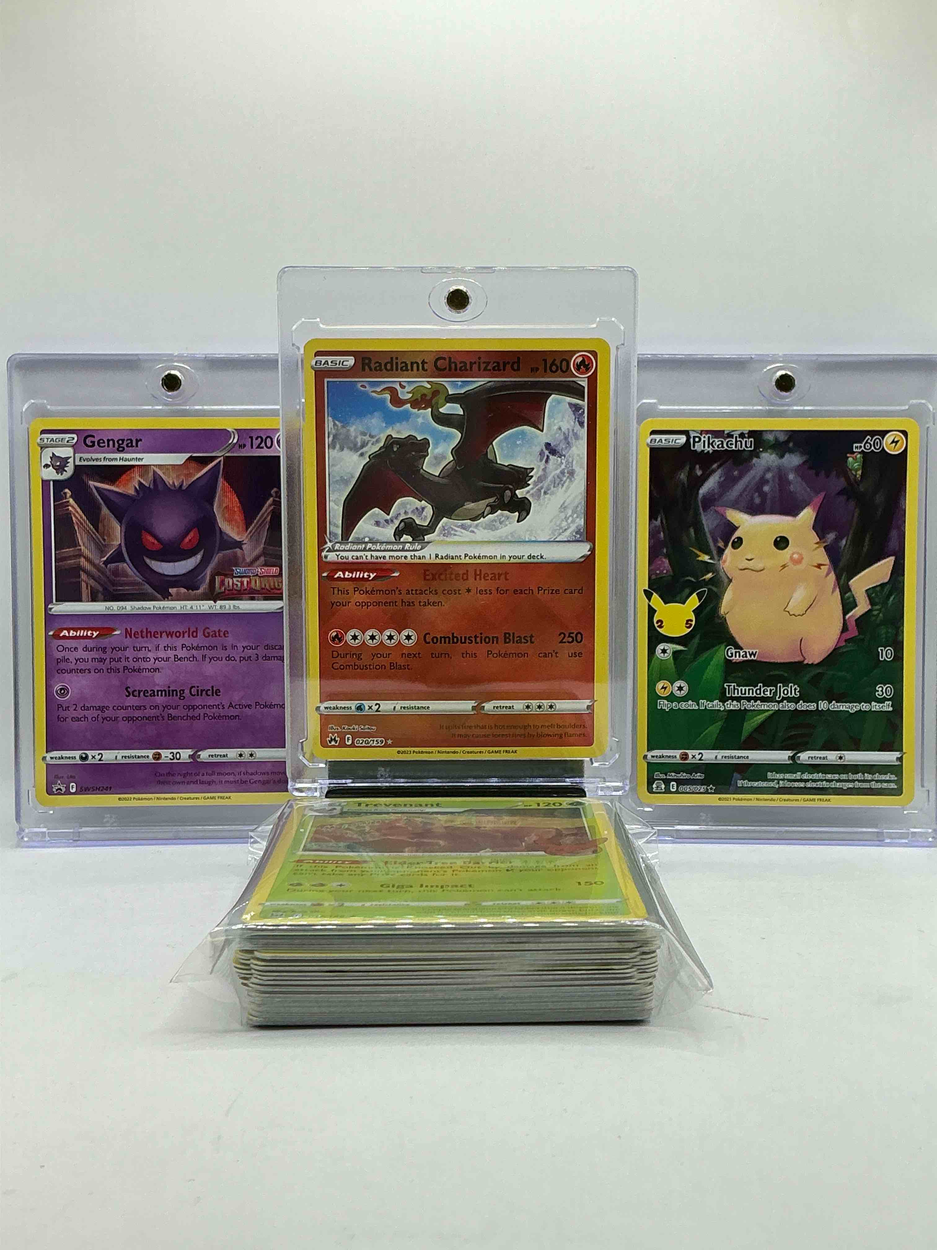 Charizard Holo, Gengar Holo & Pikachu Holo! Insane Triple Pokémon! This 50 Card Lot Includes Holos, Legends, Commons & More! WOW!