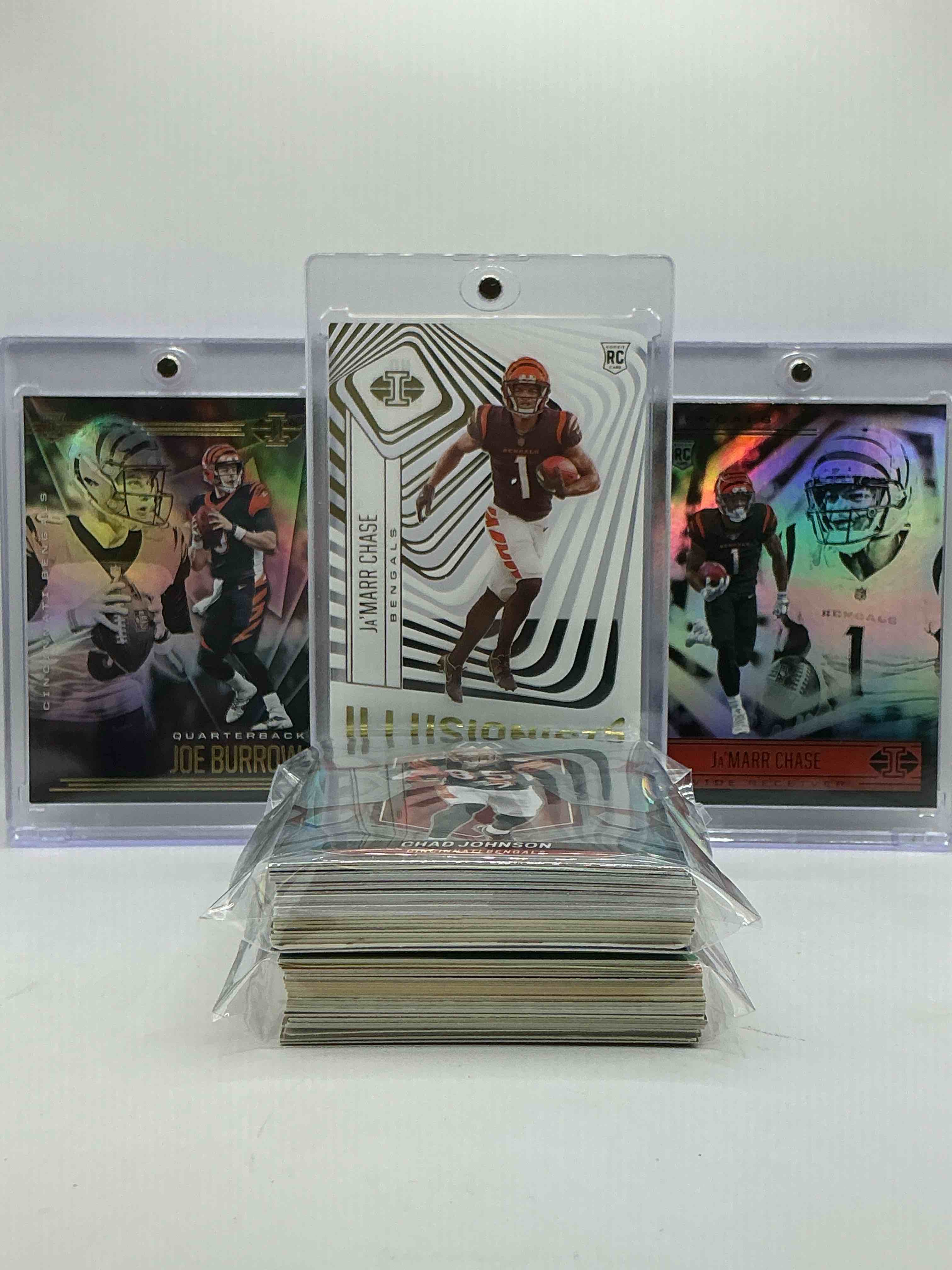 Illusions Insanity! Joe Burrow & Ja’marr Chase Rookies! Insane 50 Card Bengals Lot… Full Of Modern, Vintage & New Bengals! Ja’marr Chase Illusionists Rookies & Burrow/Chase Rookie Illusions Combo! WOW!