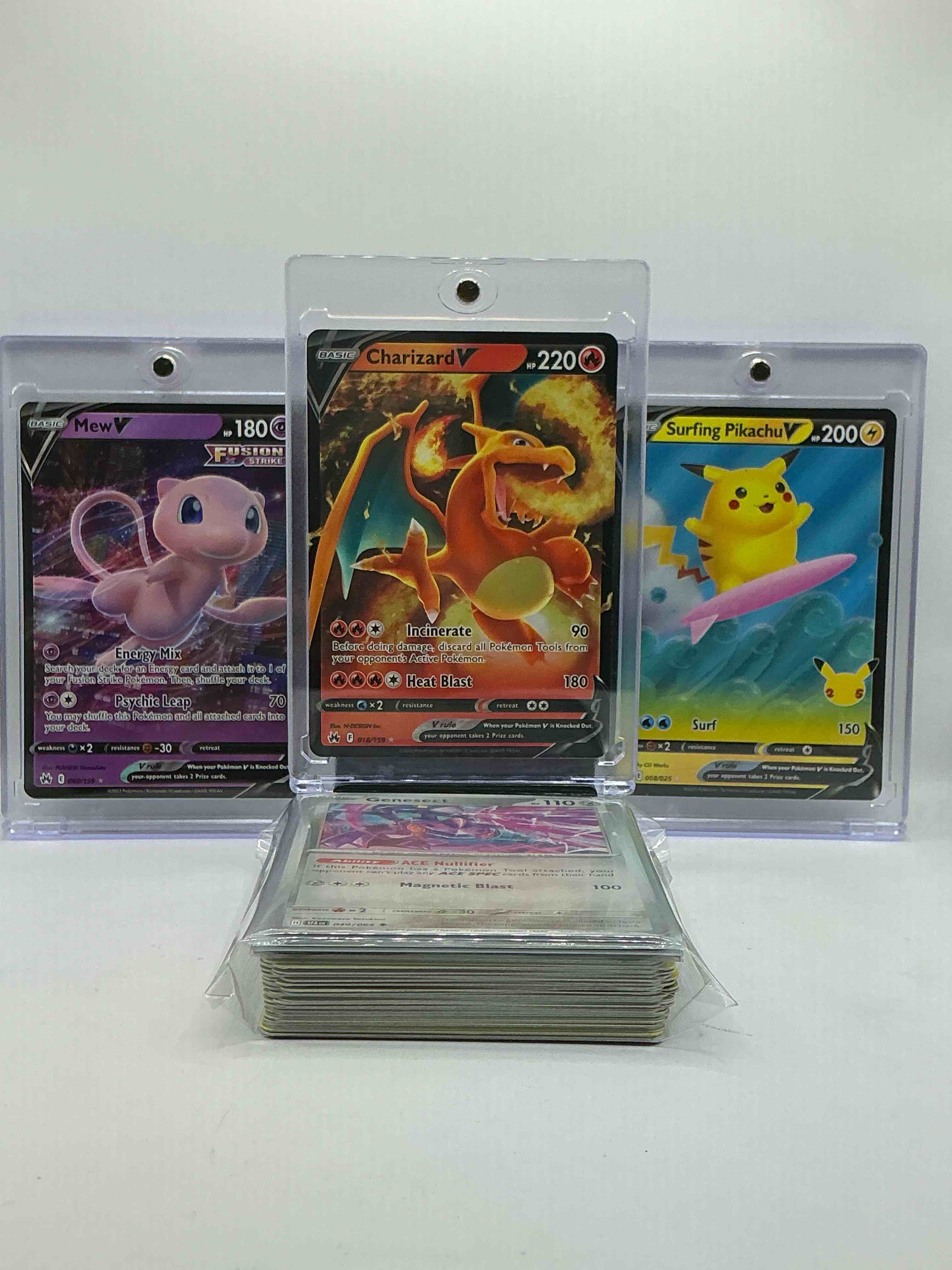 Pokémon Palooza! Ultra Rare Charizard V, Mew V & Pikachu V! Insane Trio! 50 Card Lot Includes Commons, Holos, Legends, Rare Cards & More! The Pokémon Big Three WOW! Perfect Time To Get Into The Hobby!