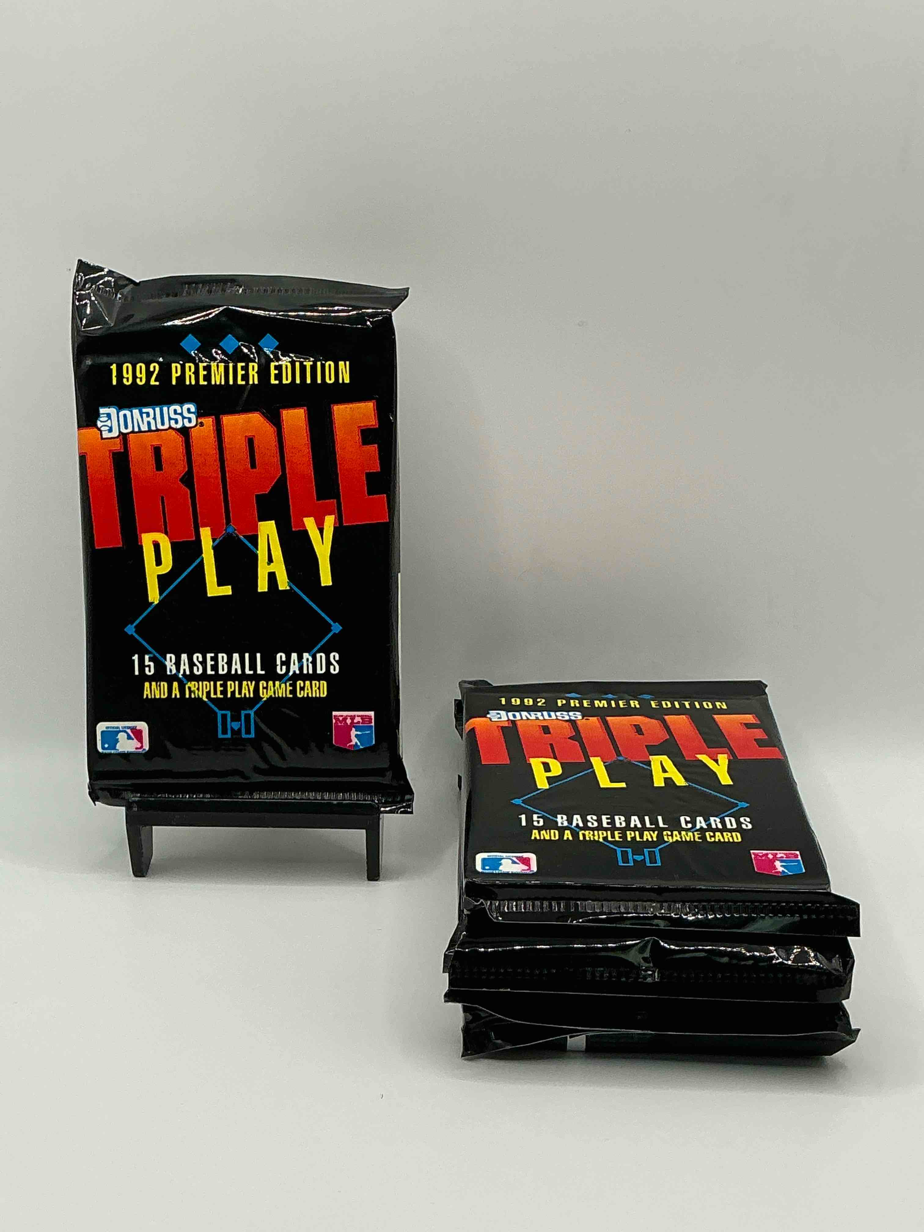 1992 Donruss Triple Play MLB Baseball Card Packs! Look For Randomly Inserted Gallery Of The Stars Cards, Awesome Action, Little Hotshots & Rub Off Game Cards!Along With Griffey Jr, McGwire, Ryan & More! Rare Packs!