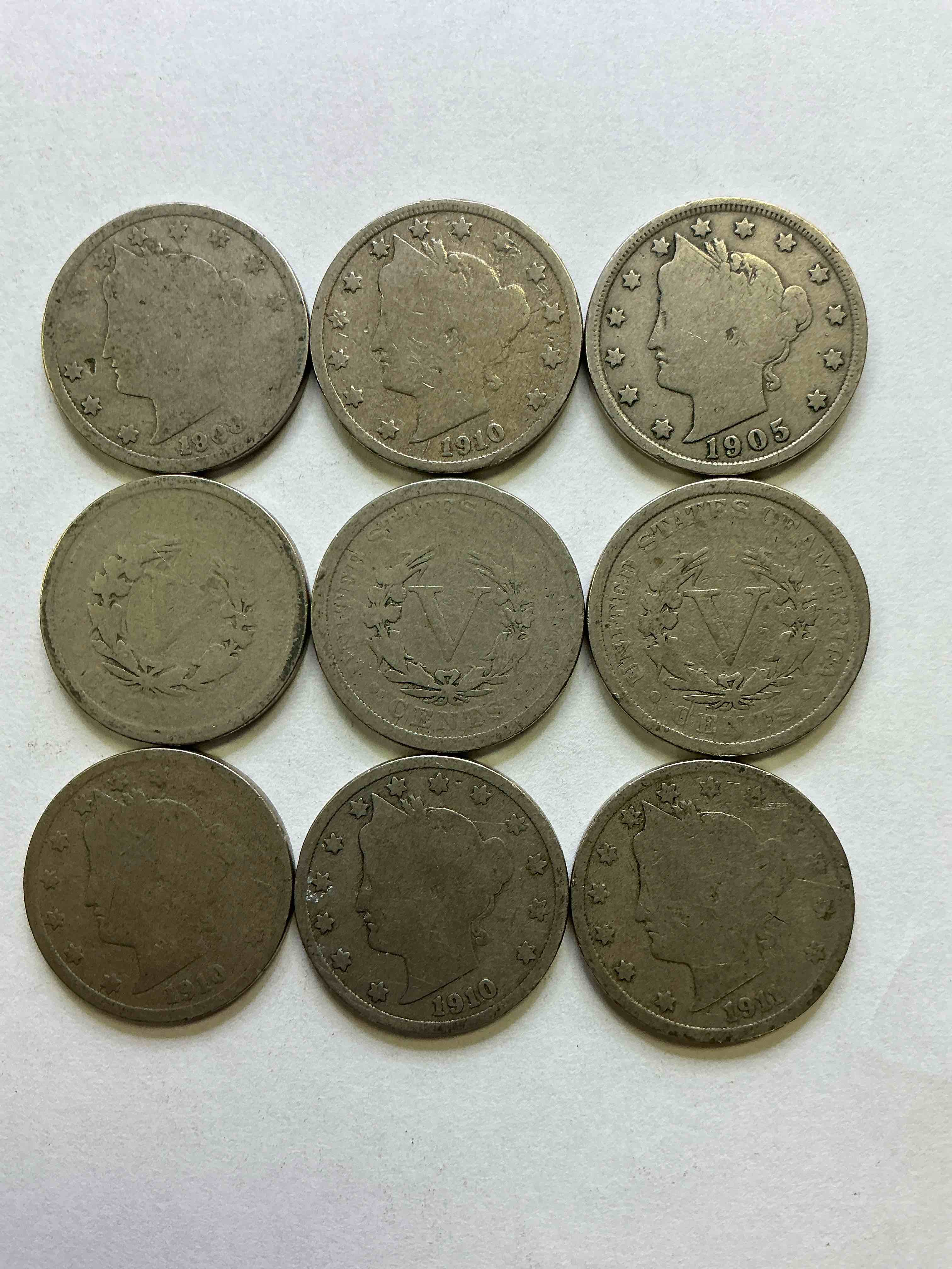 Antique U.S. V Nickels! Think Of The History These Coins Have Seen!, Liberty Head V Nickels Were Minted Up Until 1913 & Were The Style Of Nickels Before Buffalo Nickels. Own Some Cool Pieces Of History! Rare To See These Coins With The "Date On" In Circulated Condition!