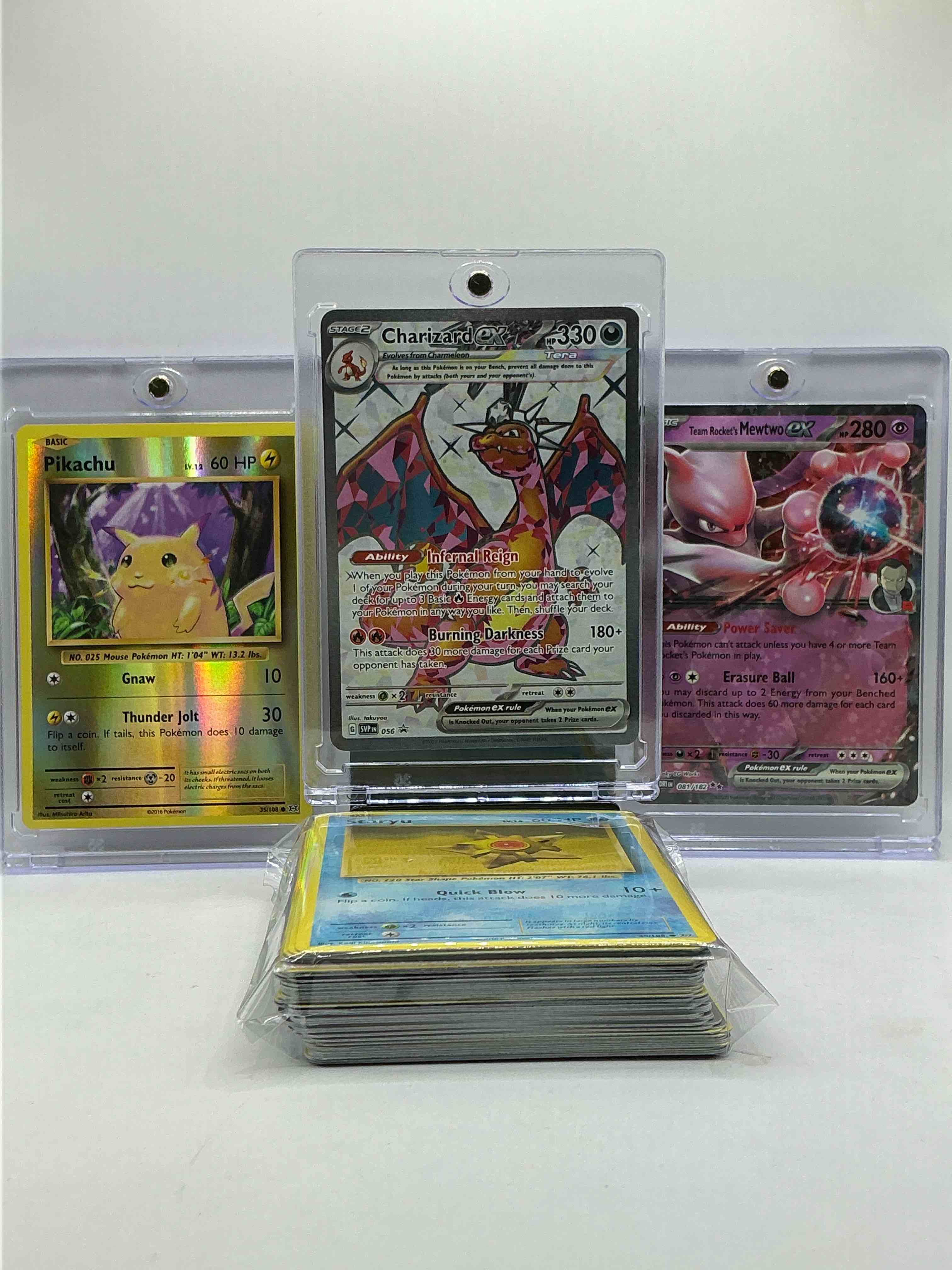 Pokémon Party! Ultra Rare Charizard EX WHITE Infernal Reign Card, Mewtwo EX Holo & Pikachu Holo! What!? No Way! This 50 Card Lot Includes Commons, Holos, Basics & More! Insane Rare Pokemon Lot!