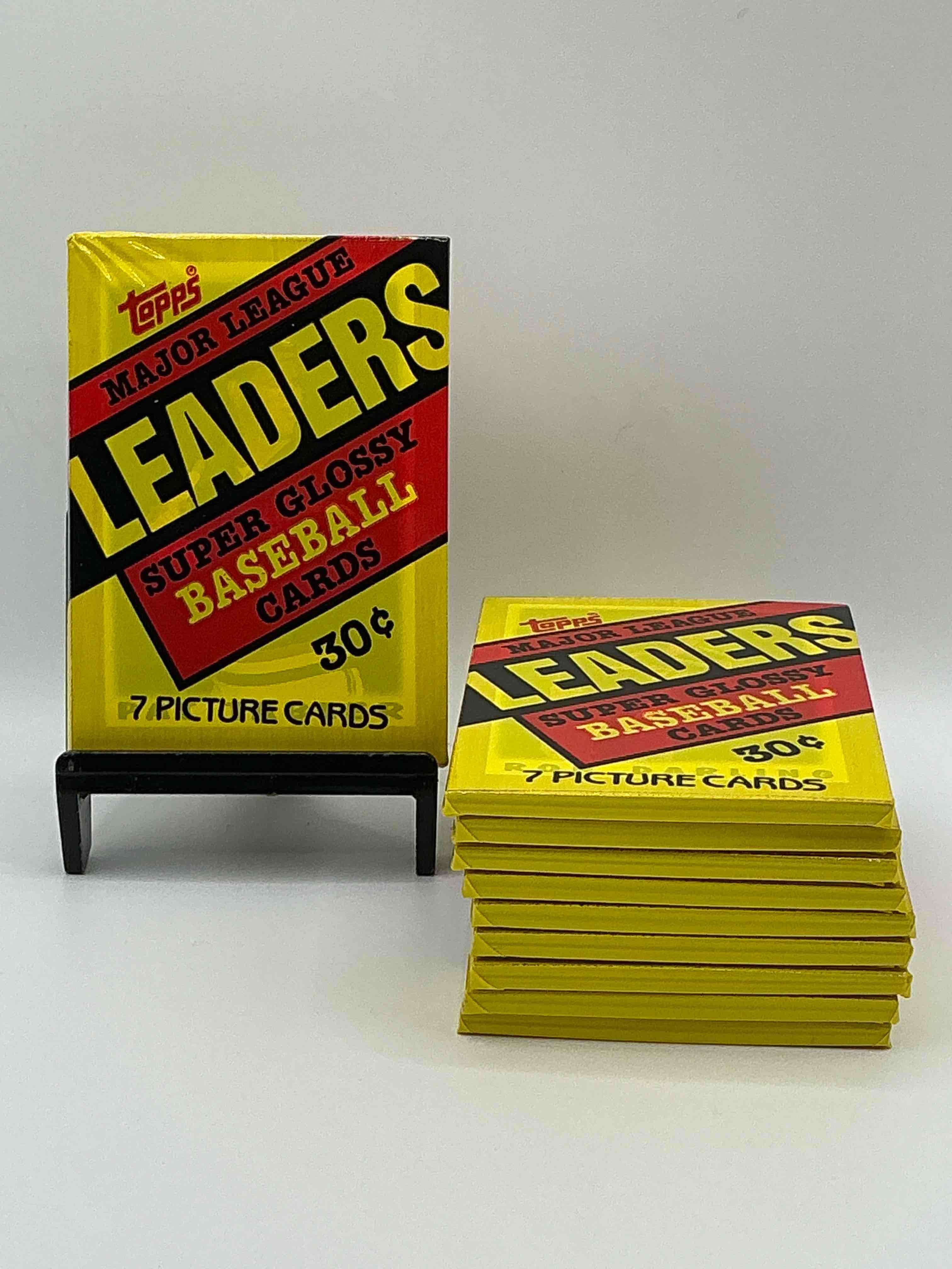Ultra Rare! 1987 "MLB Leaders" Unopened Miniature Baseball Collectible Card Packs, 6 Cards Per Pack, Direct From Original Retail Case. Super Rare, Impossible To Find! Like New Condition!